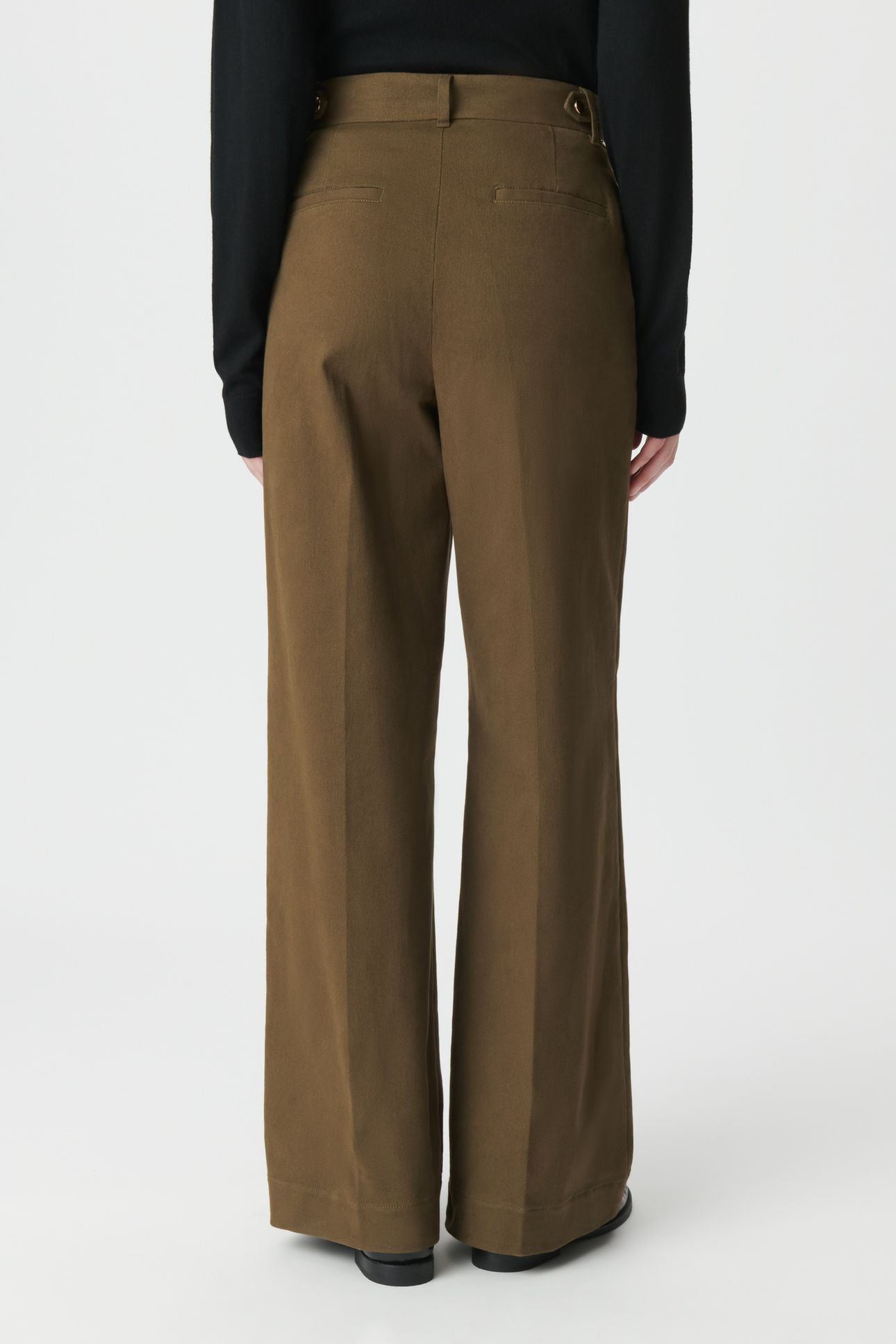 KHAKI GABARDINE WIDE-LEG TROUSERS 2