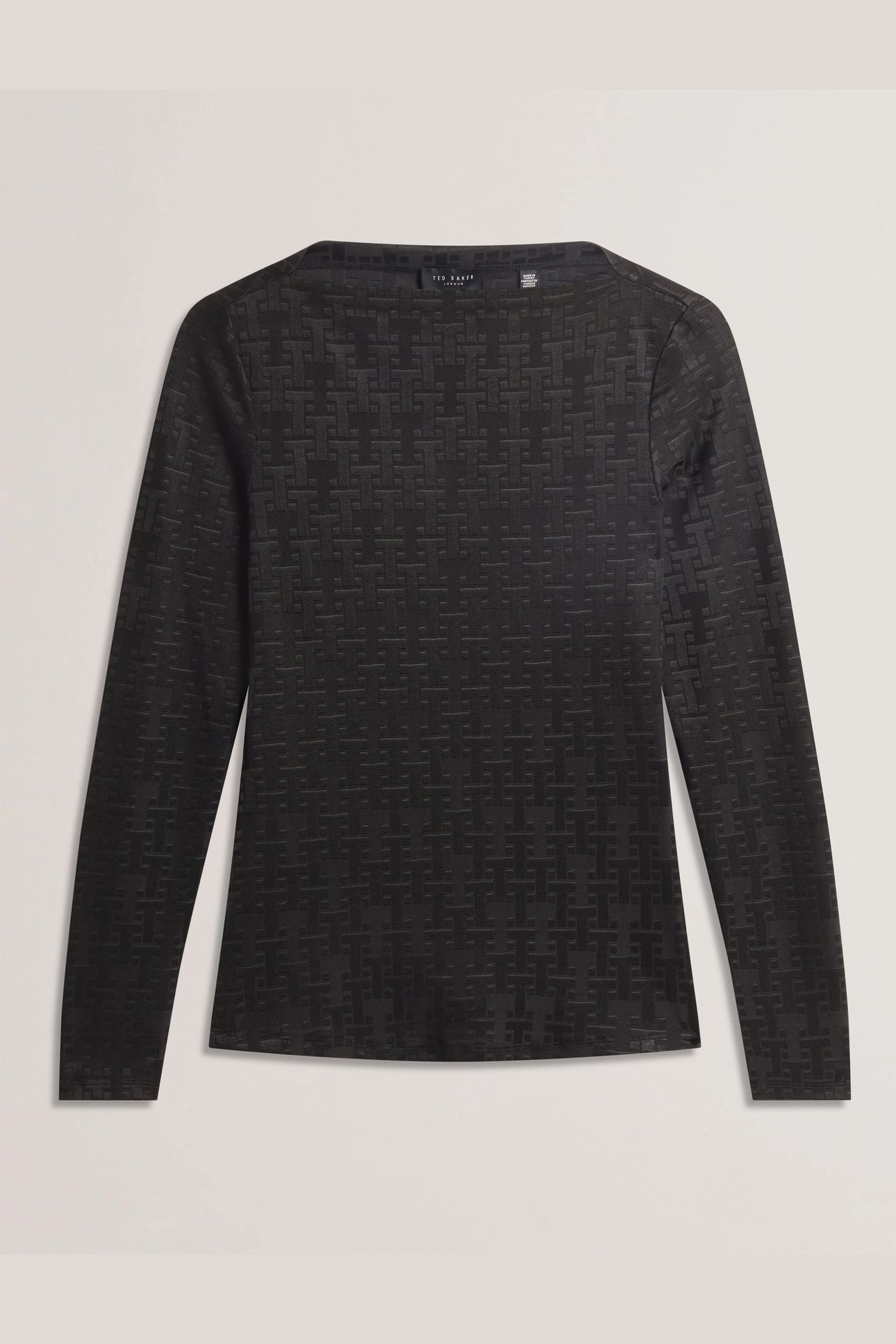TALIHA JACQUARD T LONG SLEEVE FITTED BLACK 3