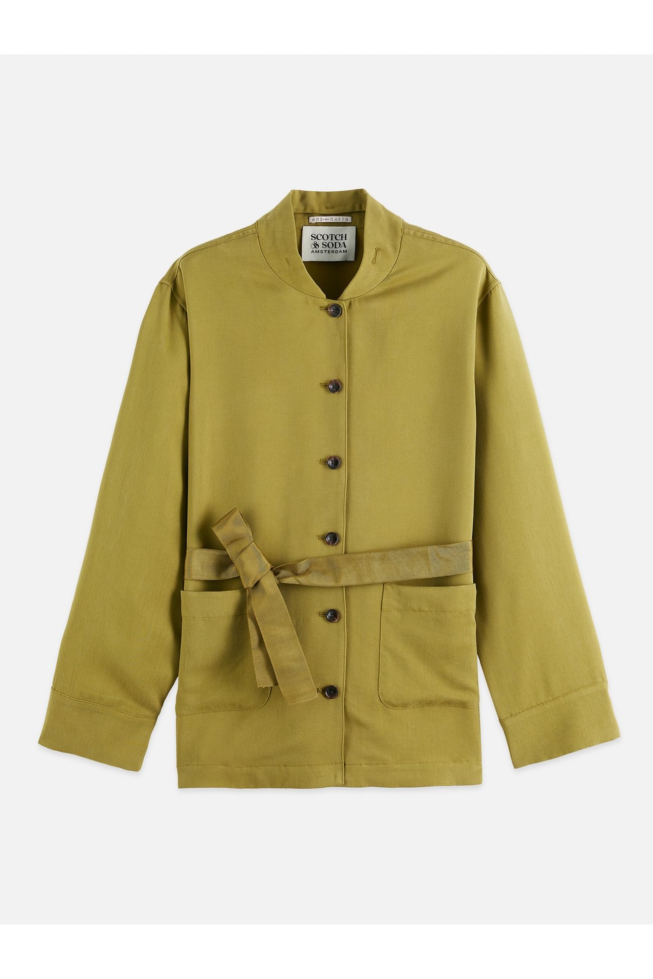 VISCOSE TWILL BELTED BLAZER GREEN MOSS 1