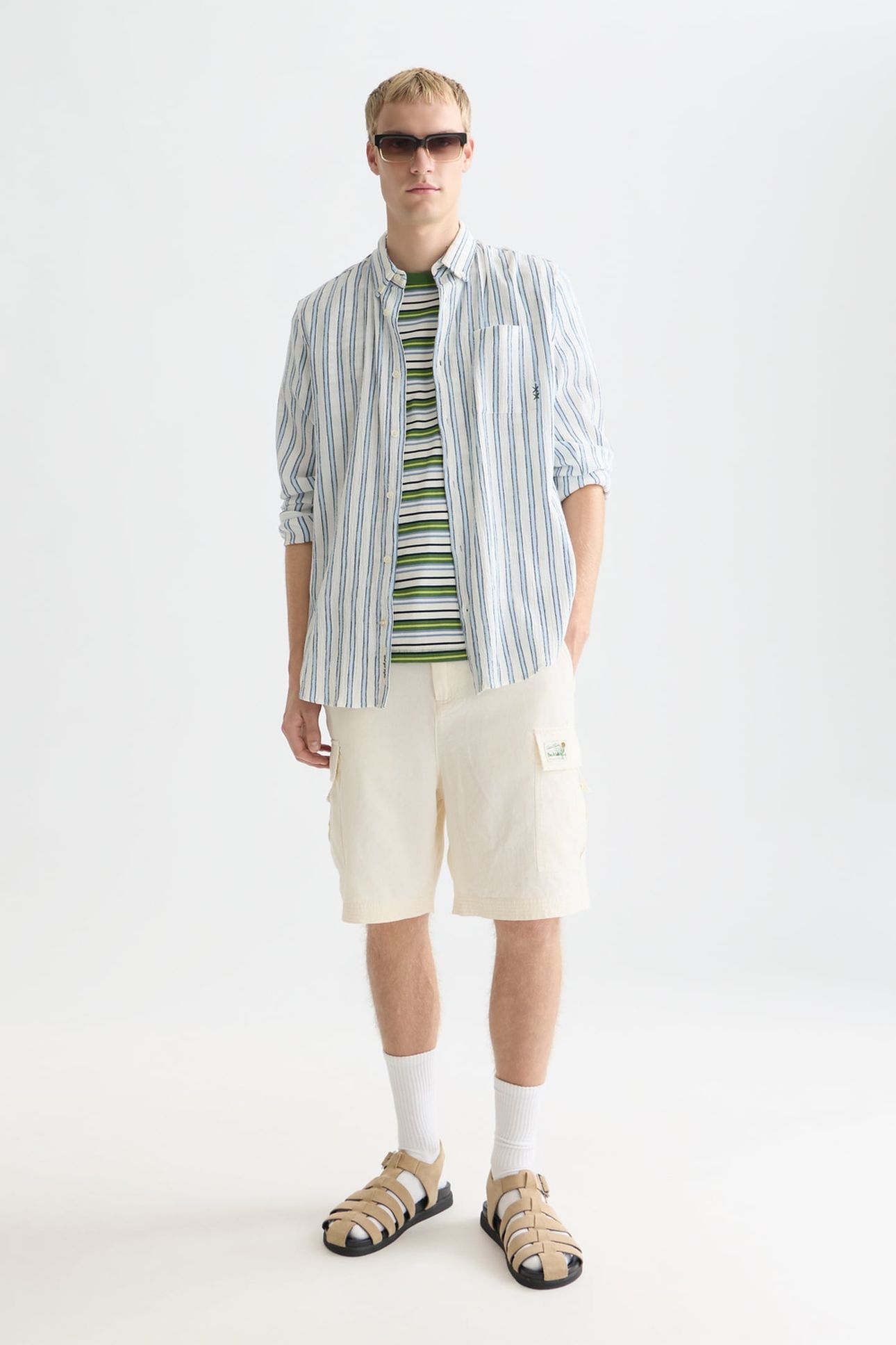 STRIPED CRINKLE STRUCTURE REGULARFIT SHIRT WHITE/PASTEL 3