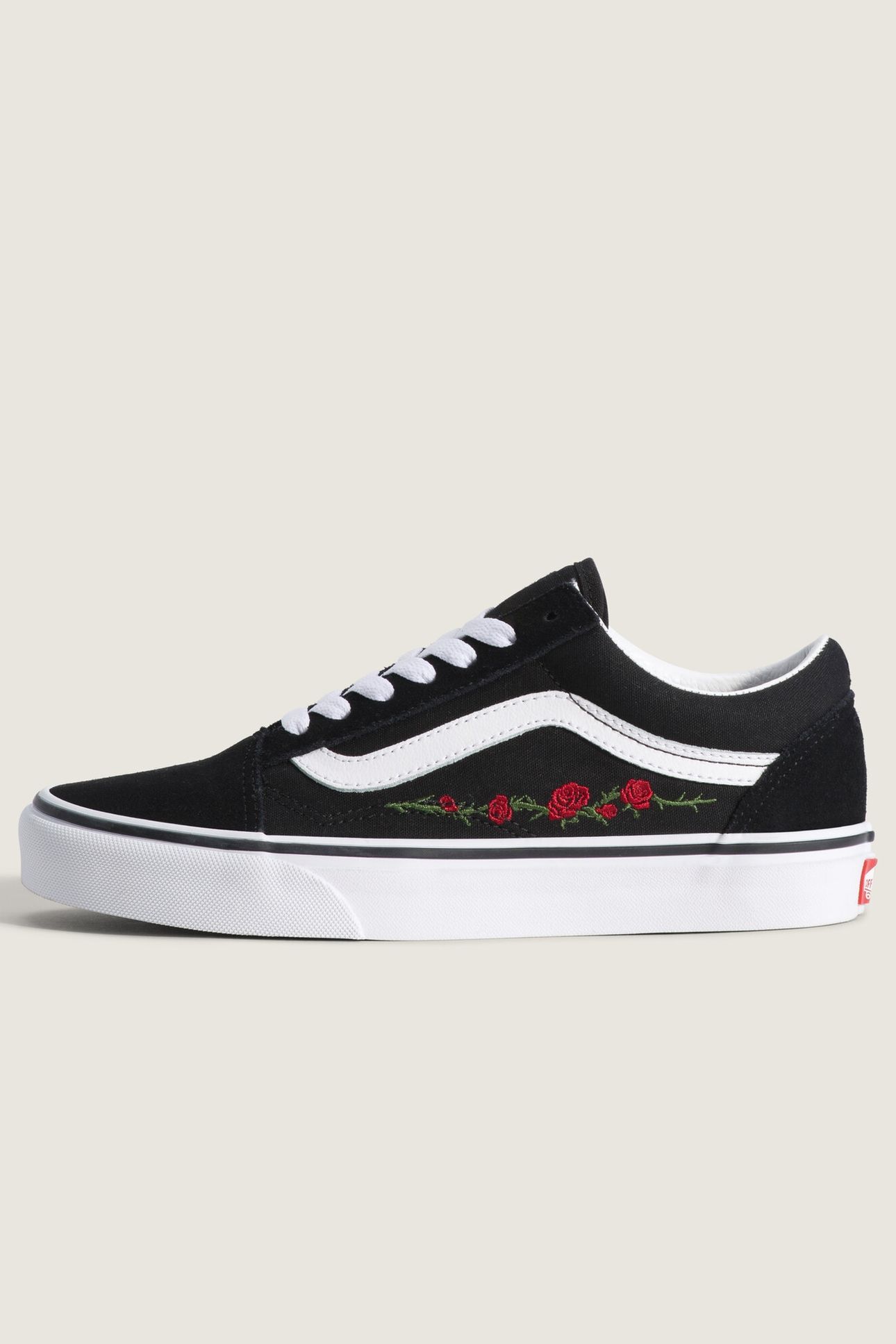UNISEX OLD SKOOL ROSE EMBROIDERY BLACK/RED 2