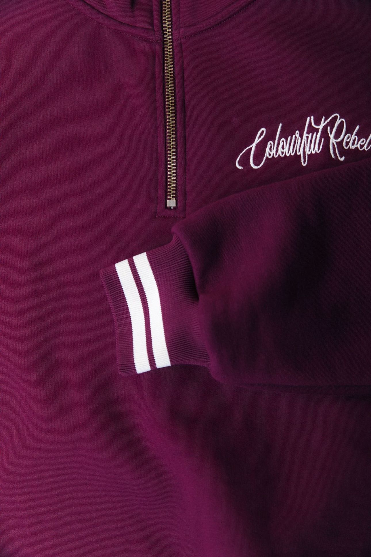 UNI STRIPED CUFF ZIP SWEAT MERLOT RED 5