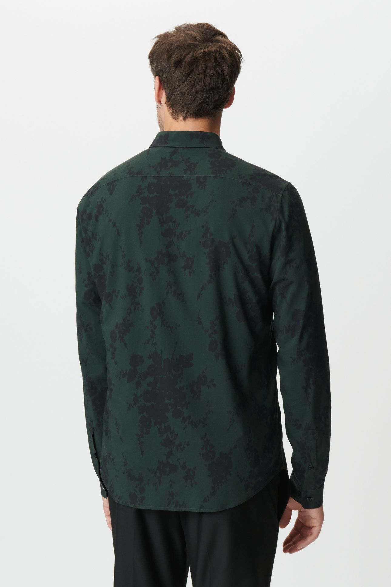 GREEN BLURRED FLORAL SLIM LONG-SLEEVED SHIRT 2