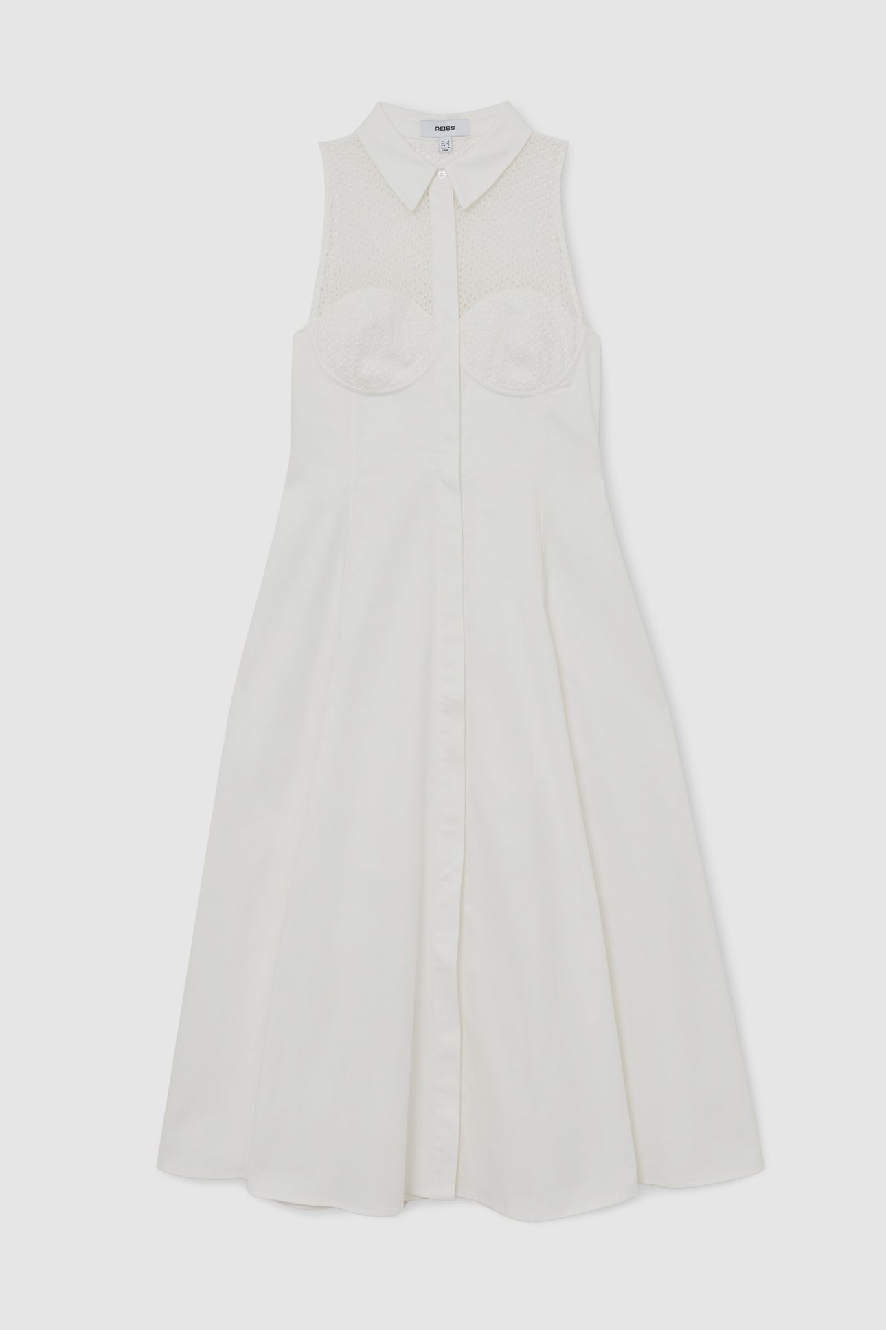 LACE DETAIL SLEEVELESS MIDI DRESS IVORY 4