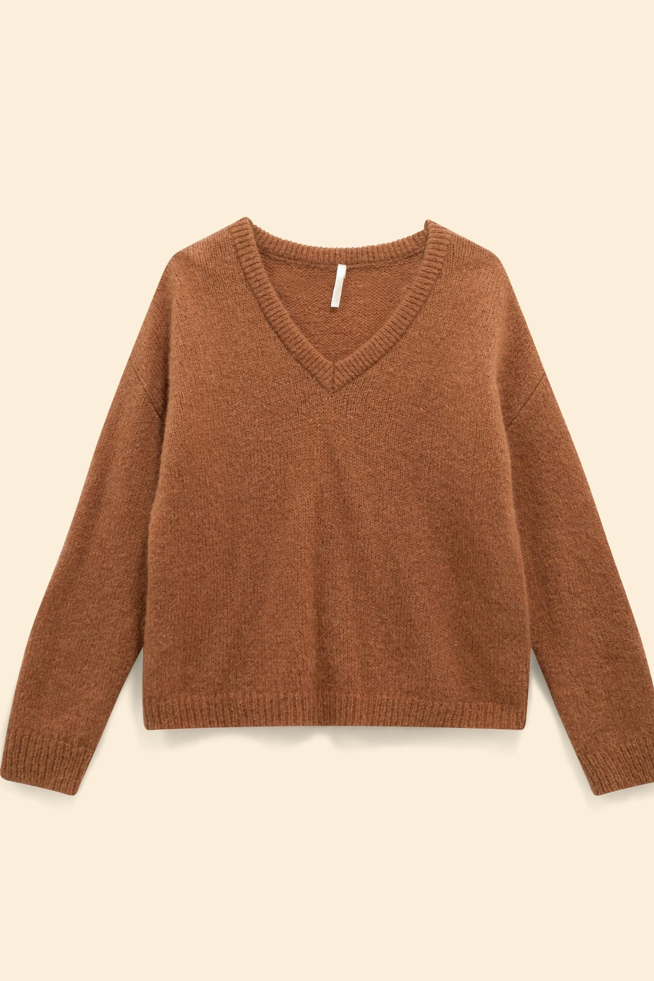 CAMEL KNIT V-NECK SWEATER MARINE 4
