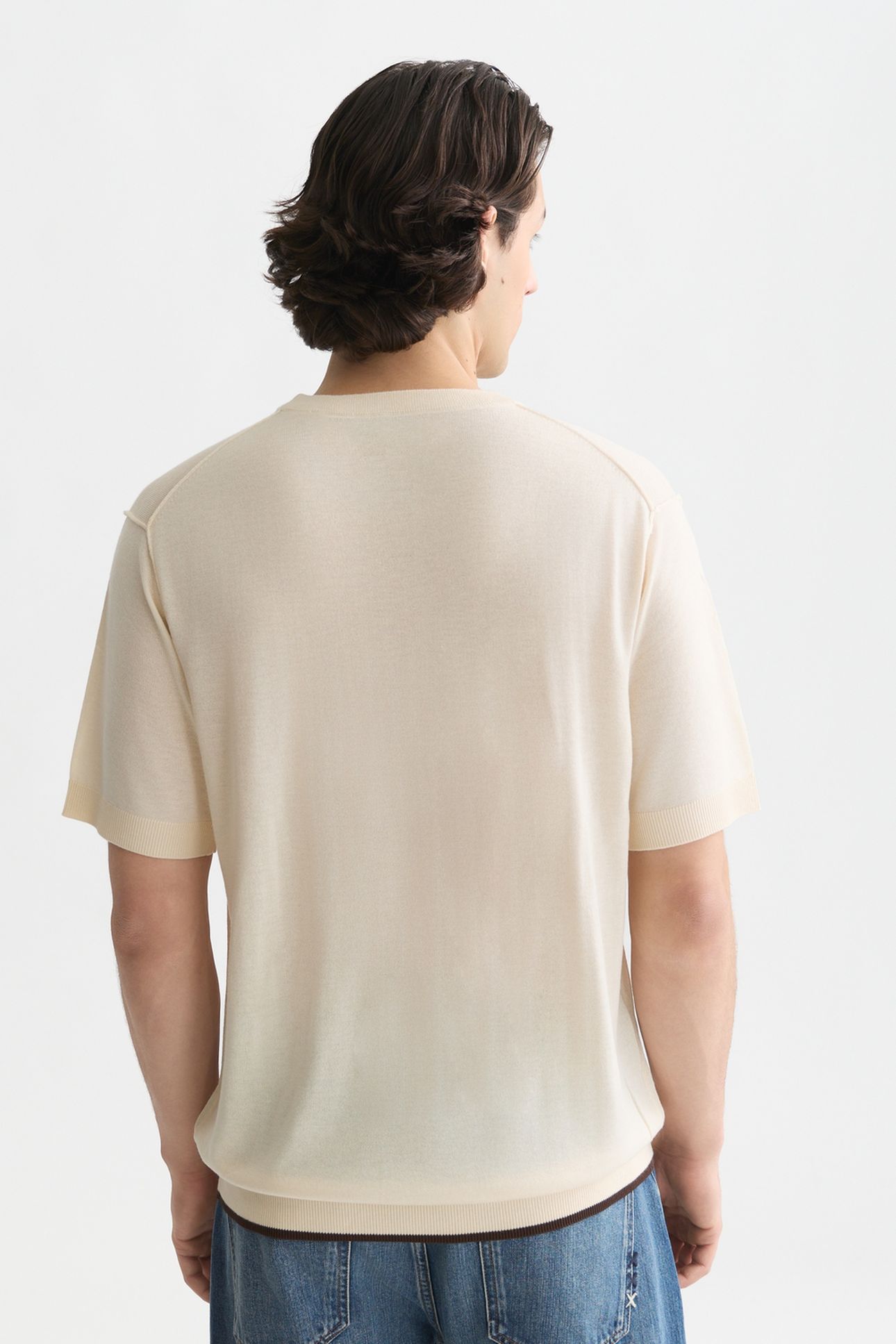 KNITTED RELAXED-FIT T-SHIRT LIGHT BEIGE 2