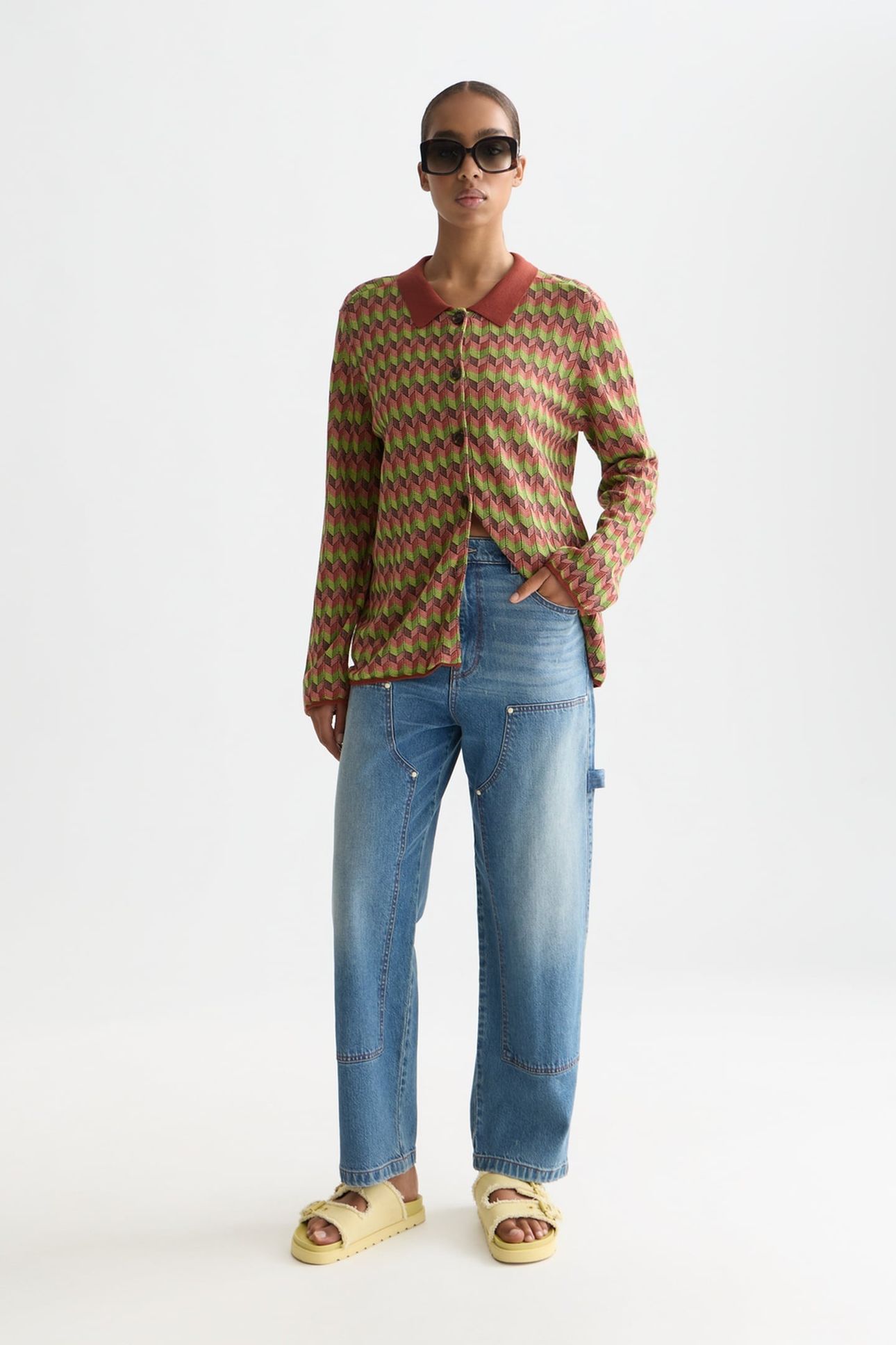JACQUARD KNITTED JACKET BURNT HENNA 3