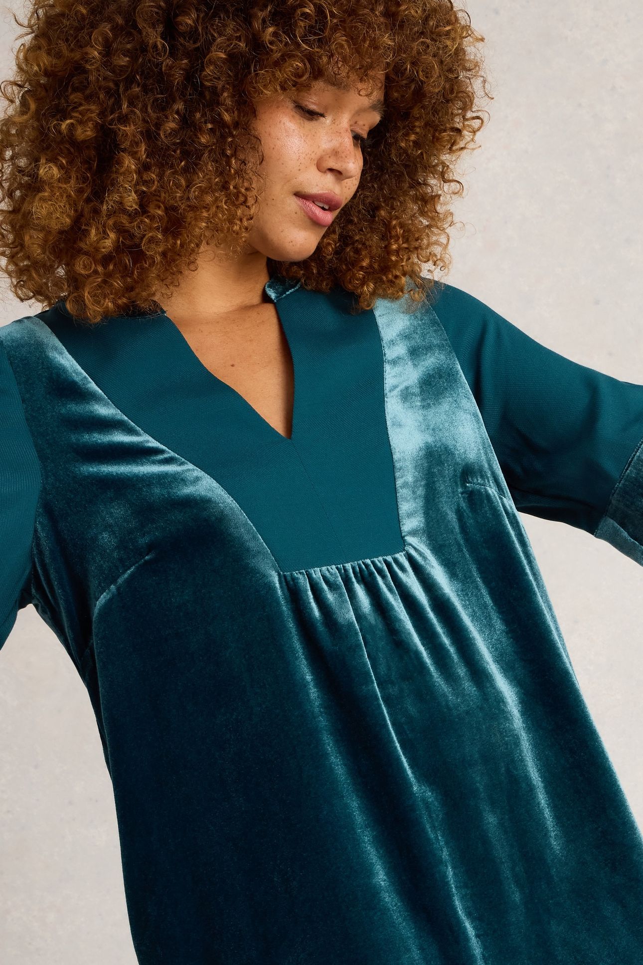 ASH VELVET MIX DRESS DK TEAL 5