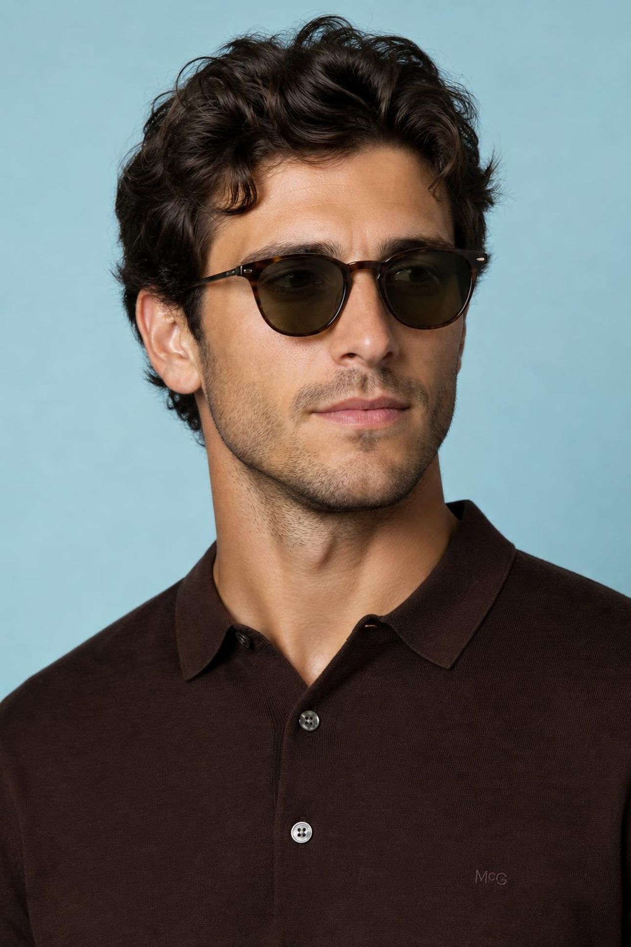 FINE MERINO L/S POLO CHOCOLATE BROWN 5