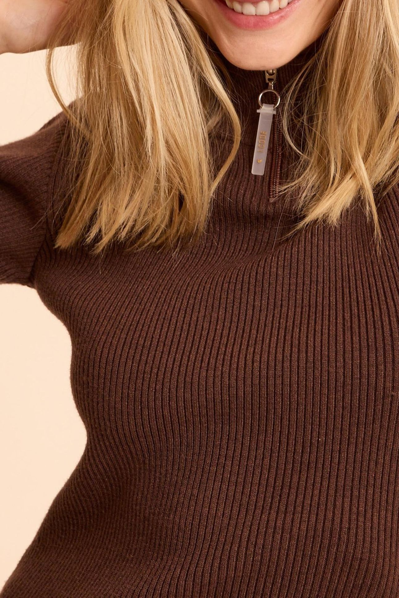 BROWN RIBBED KNIT TUBE DRESS 6