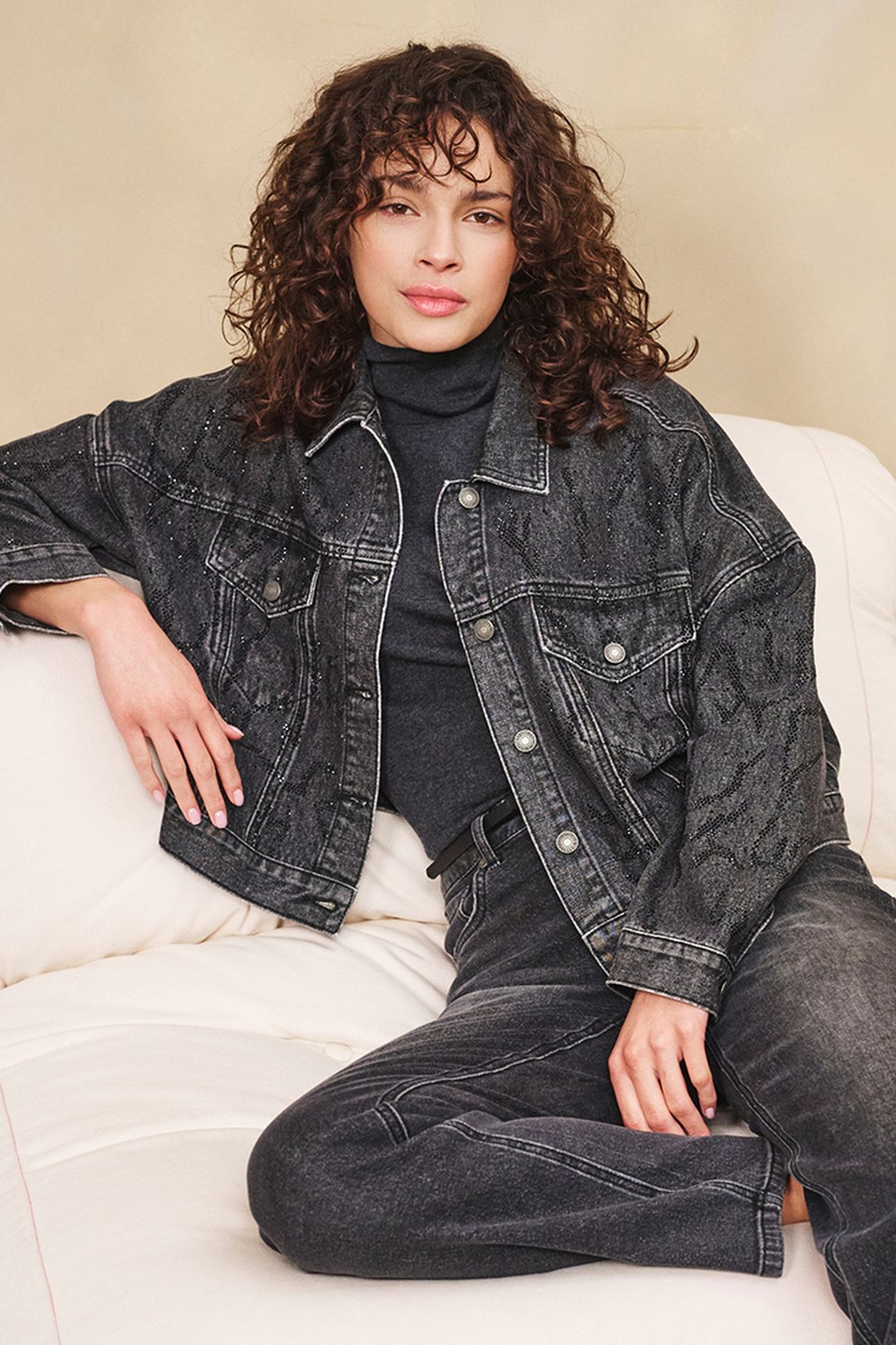 JACKET DENIM RHINESTONES DARK GREY 9