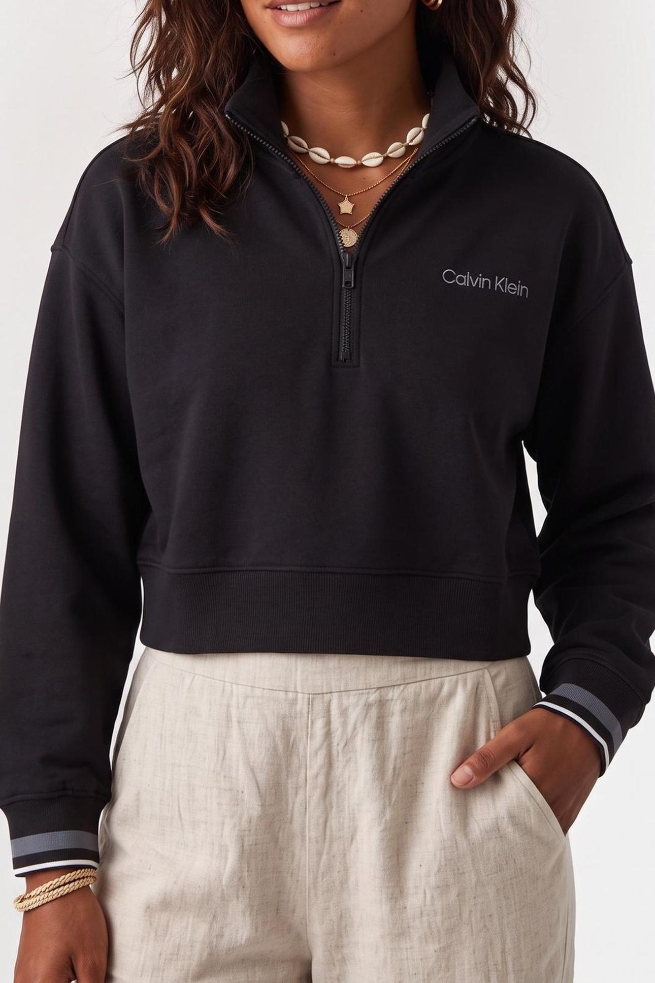 1/4 ZIP SWEATER BLACK 1