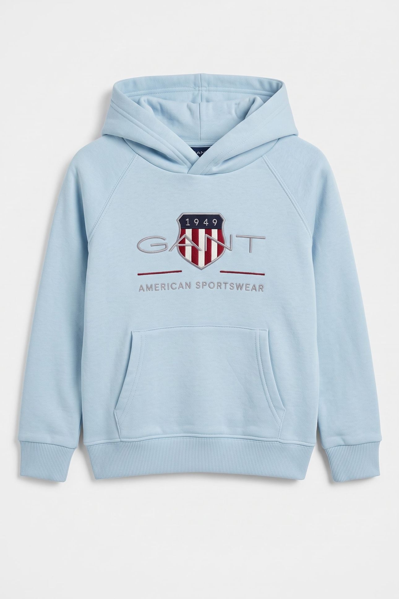 KIDS UNISEX ARCHIVE SHIELD RAGLAN HOODIE CALMING BLUE 2