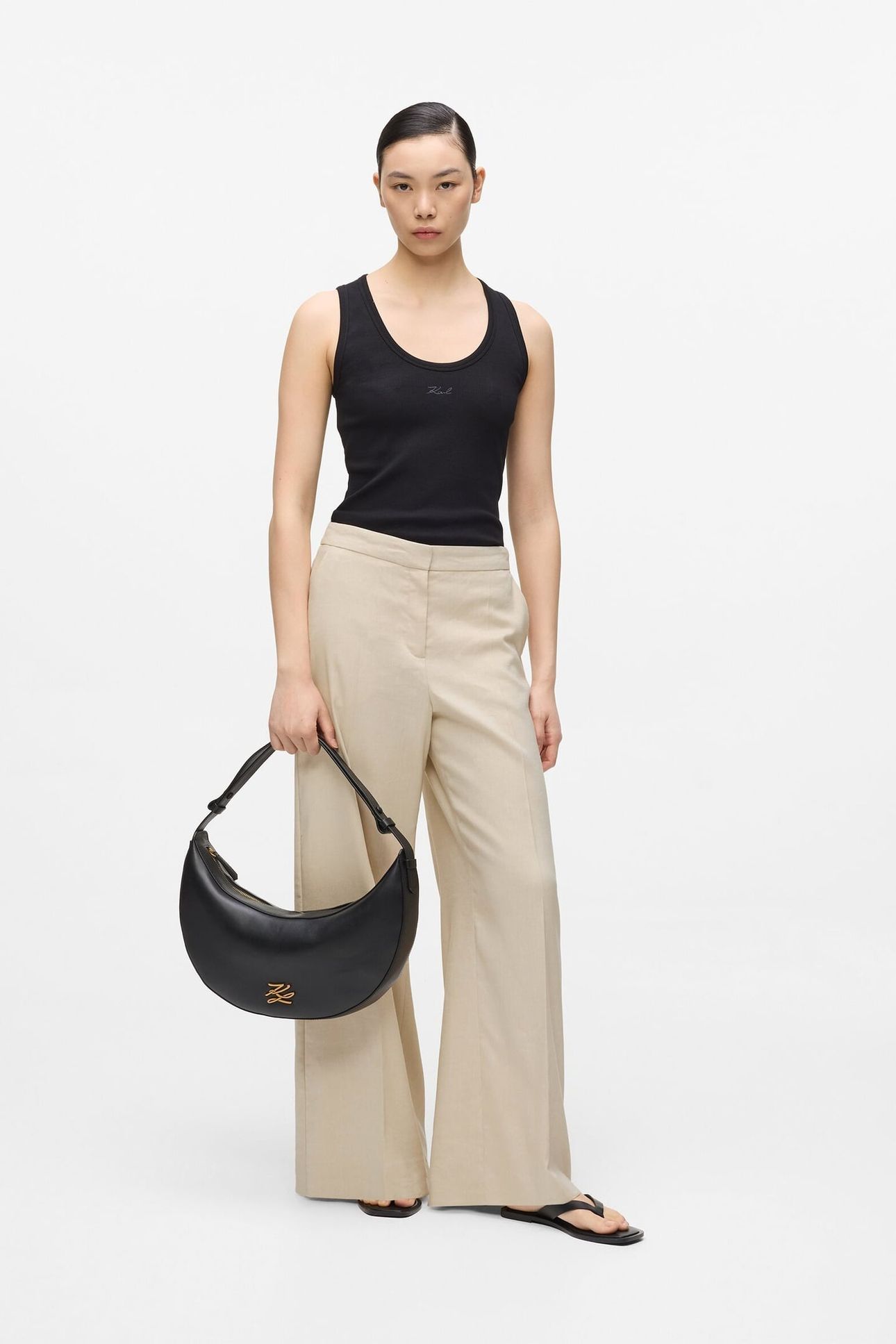 WIDE LEG MELANGE PANTS SAFARI 1