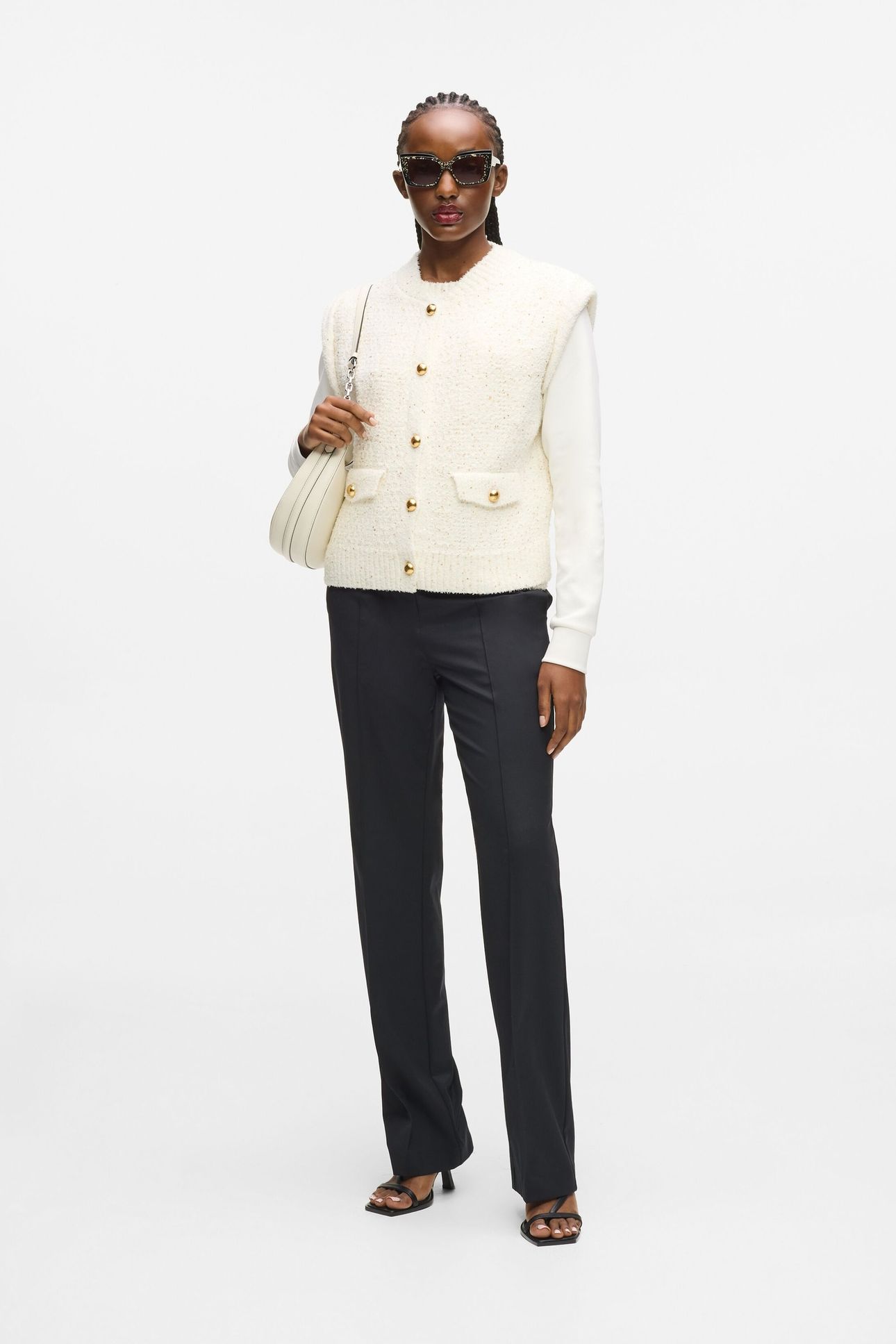 BOUCLE KNIT VEST CANNOLI CREAM 3