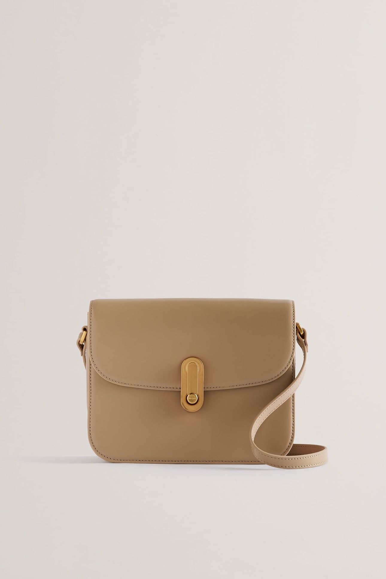 POLISHED LEATHER SATCHEL BAG TAUPE 3