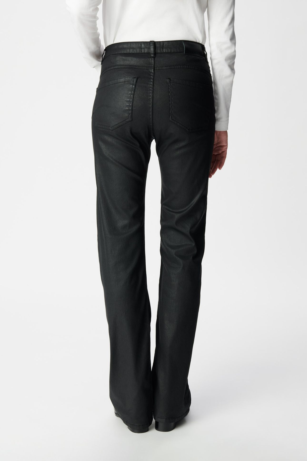 BLACK COATED HIGH-WAIST BOOTCUT JEANS 3