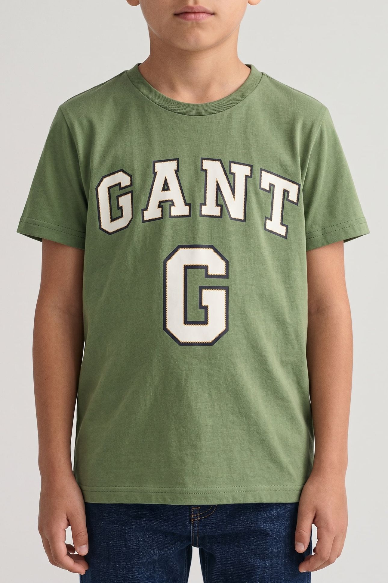 TEEN BOYS LARGE GANT GRAPHIC SS T-SHIRT HERB GREEN 1