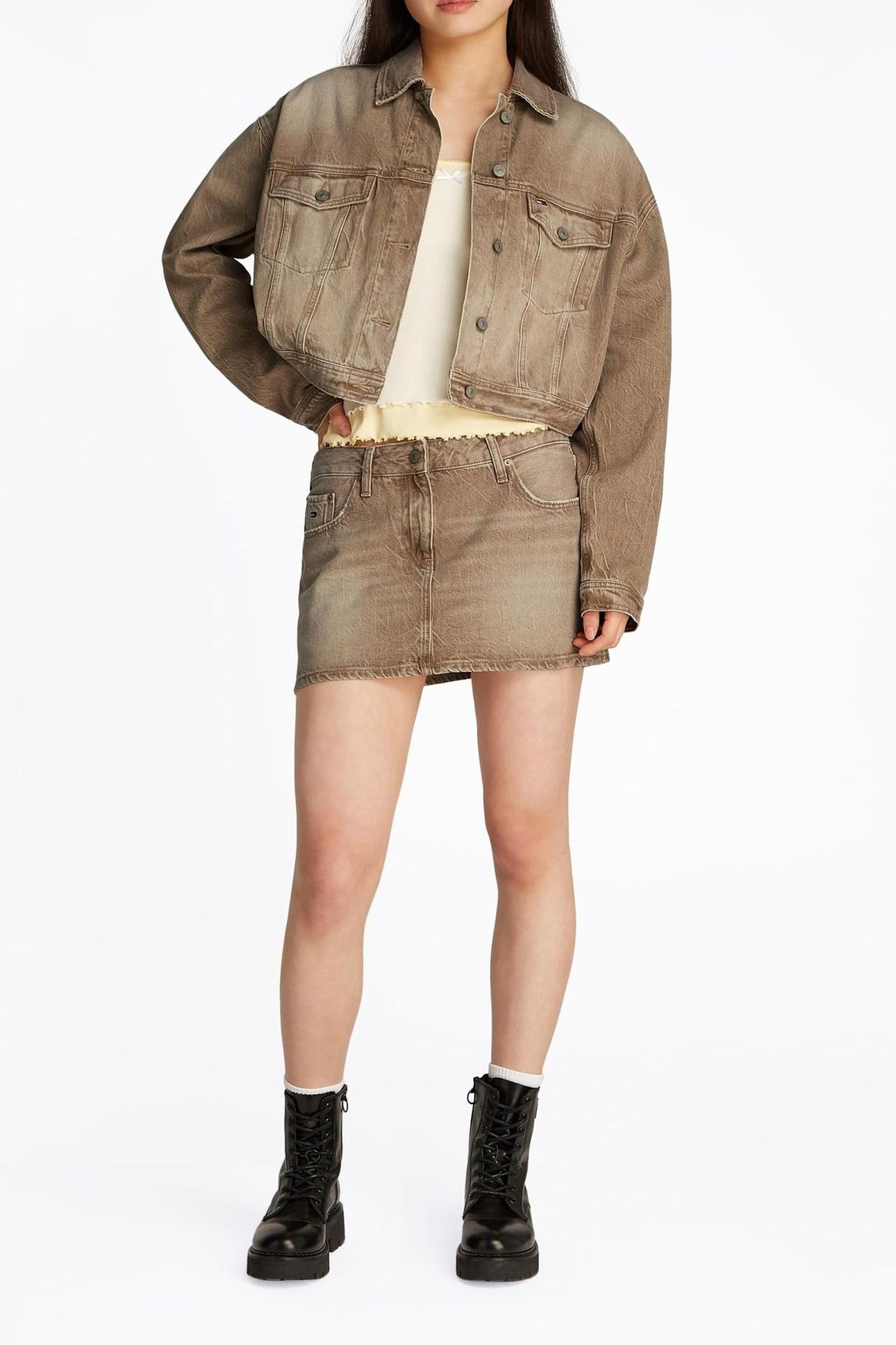 OVERSIZED CROP TRUCKER JACKET DENIM COLOR 1