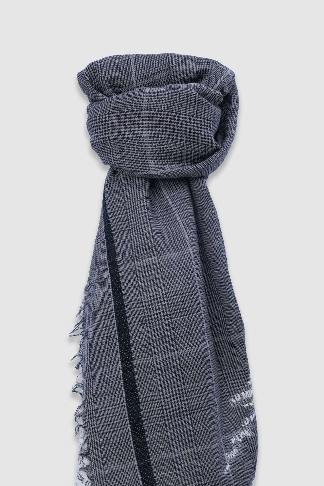 GREY PRINCE OF WALES SCARF WITH EMBROIDERY 4