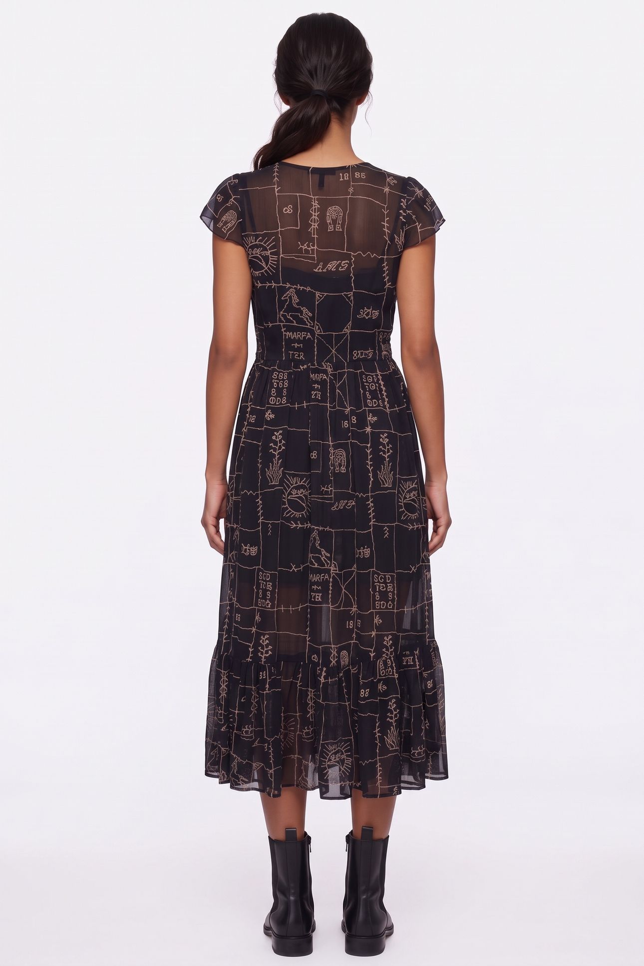 CROSS-STITCH EMBROIDERED MIDI DRESS CARBON 2