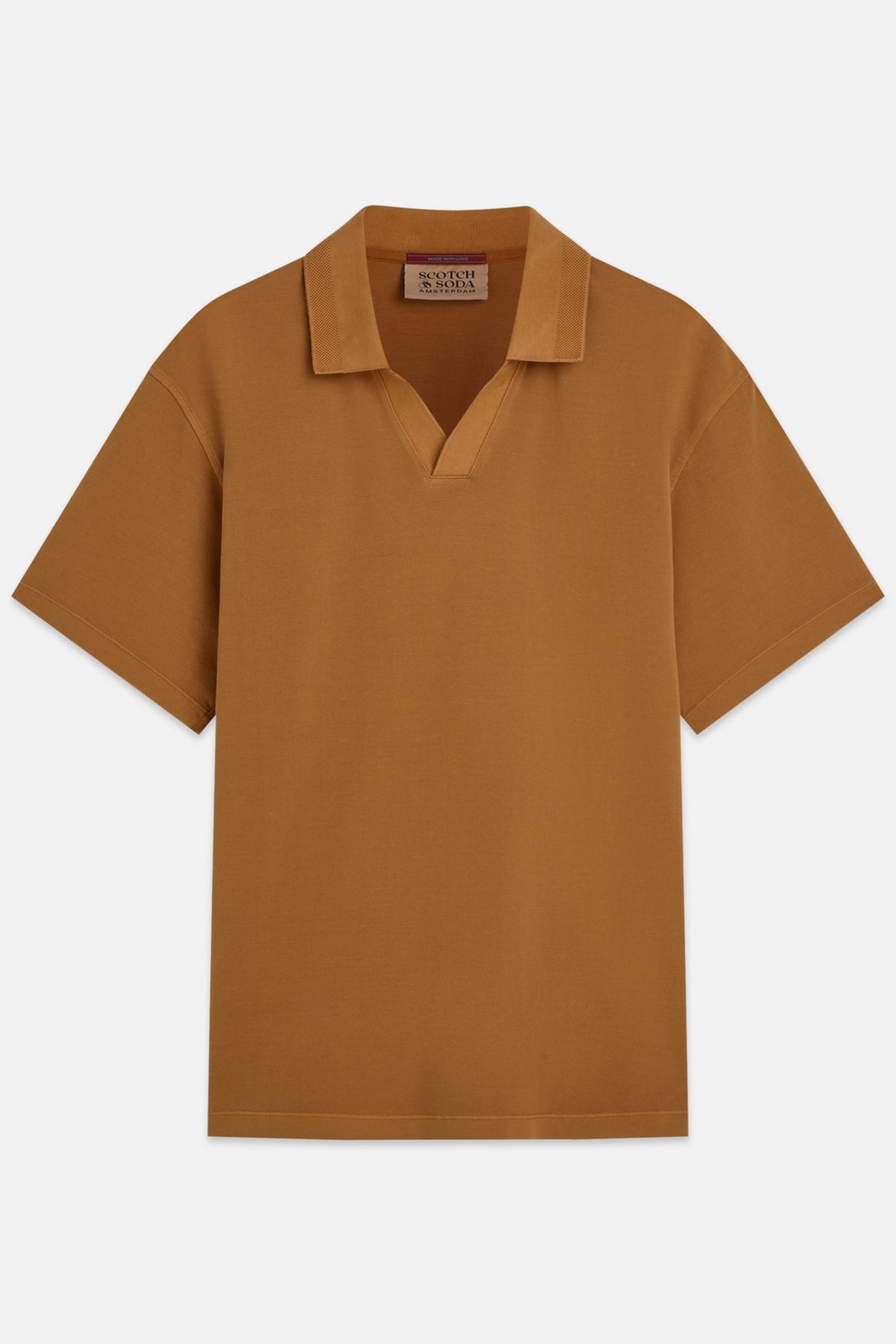 3 CROSSES PIQUE RELAXEDFIT GARMENTDYED POLO MEDIUM BROWN 3