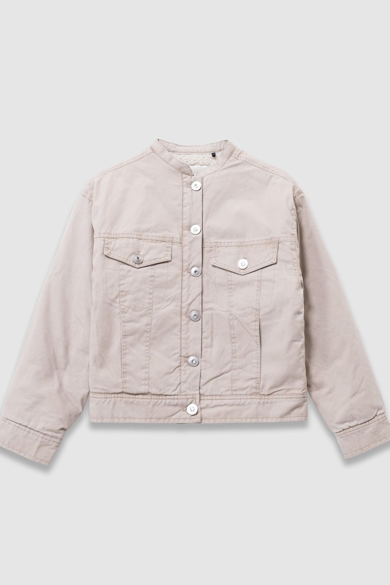 GIRLS’ BEIGE CANVAS FUR-LINED JACKET 1