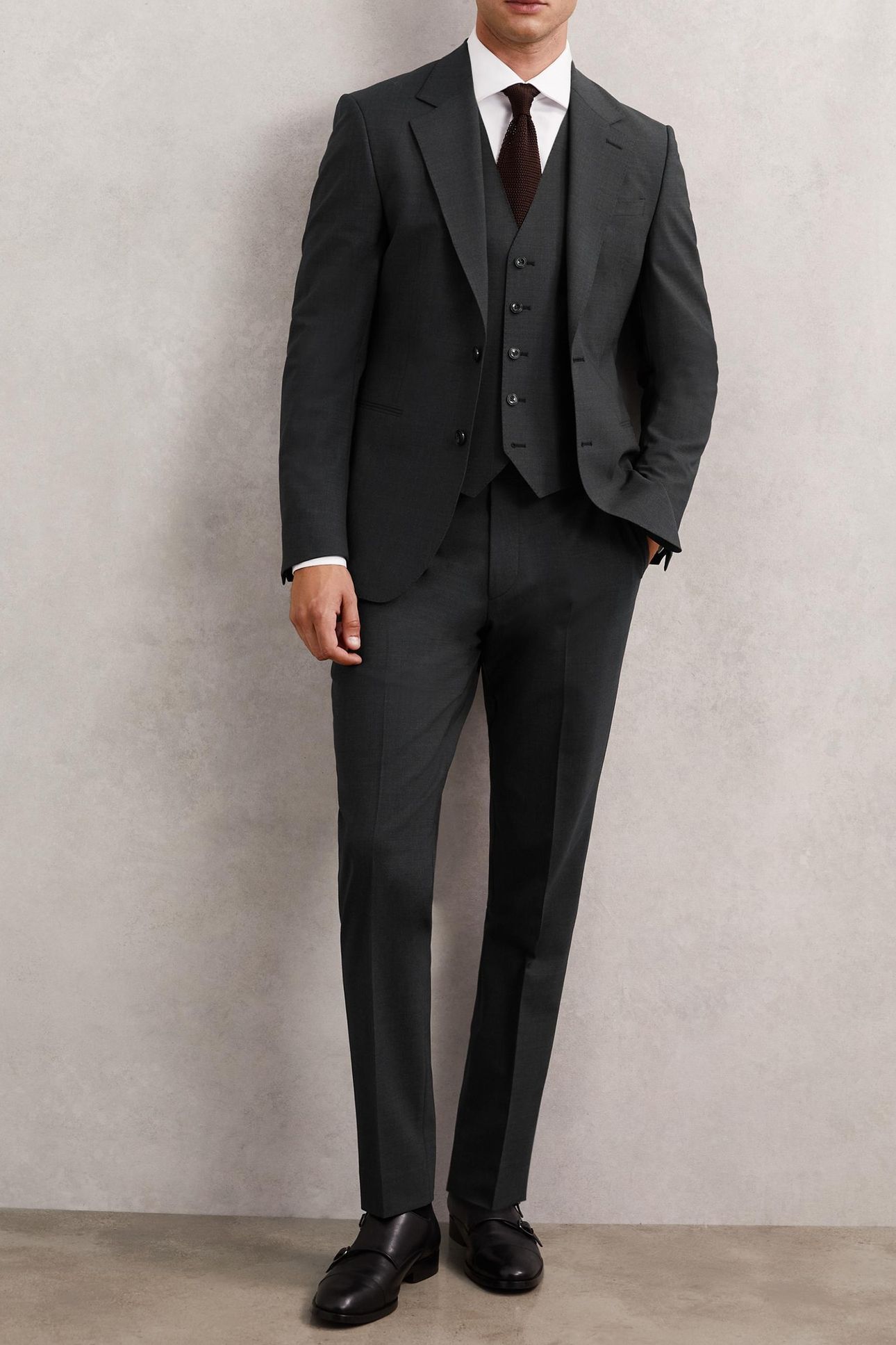 SB 2B NOTCH PLAIN WEAVE BLAZER GREY 2