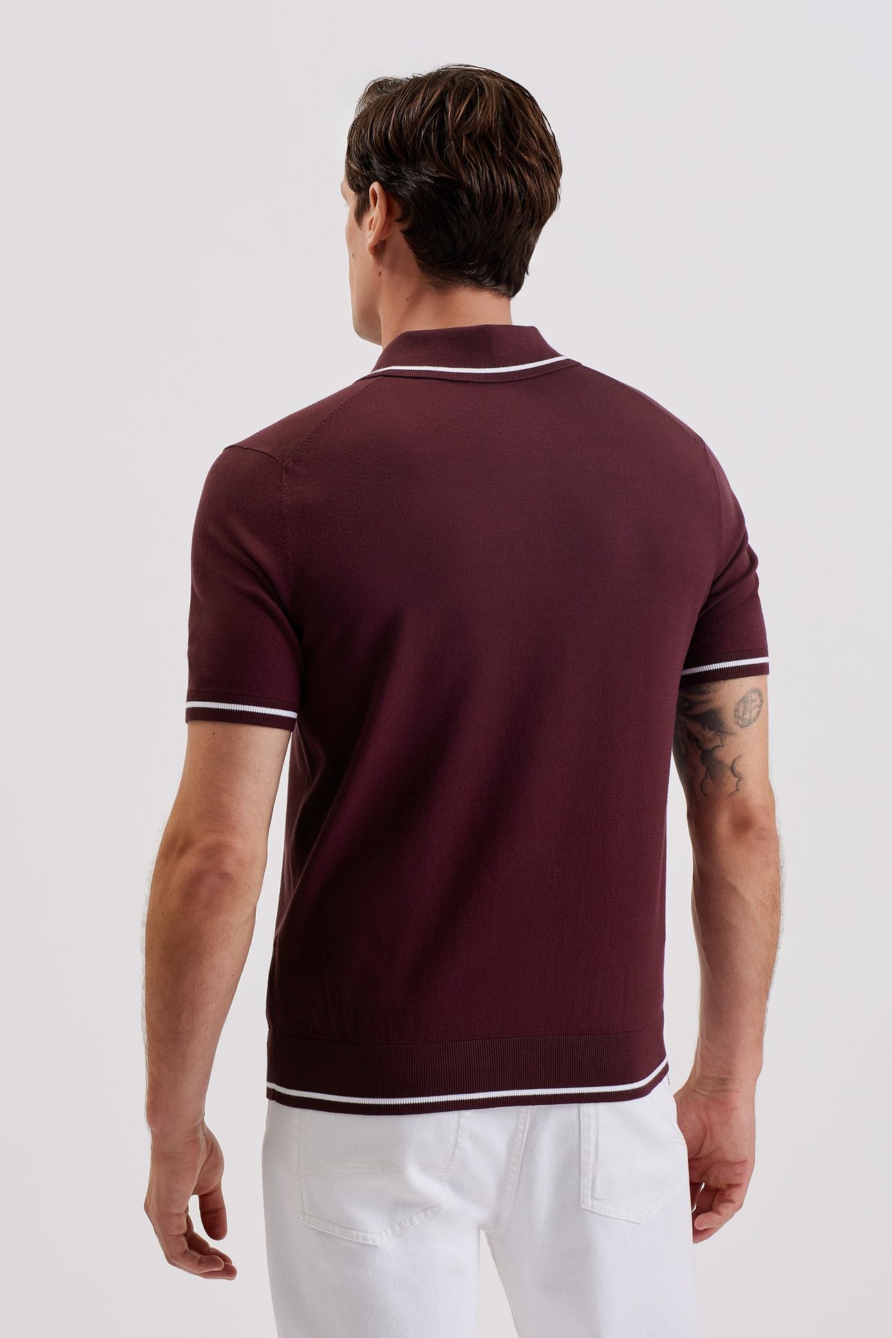 DUNOW SS POINTELLE DIAMOND POLO MAROON 2