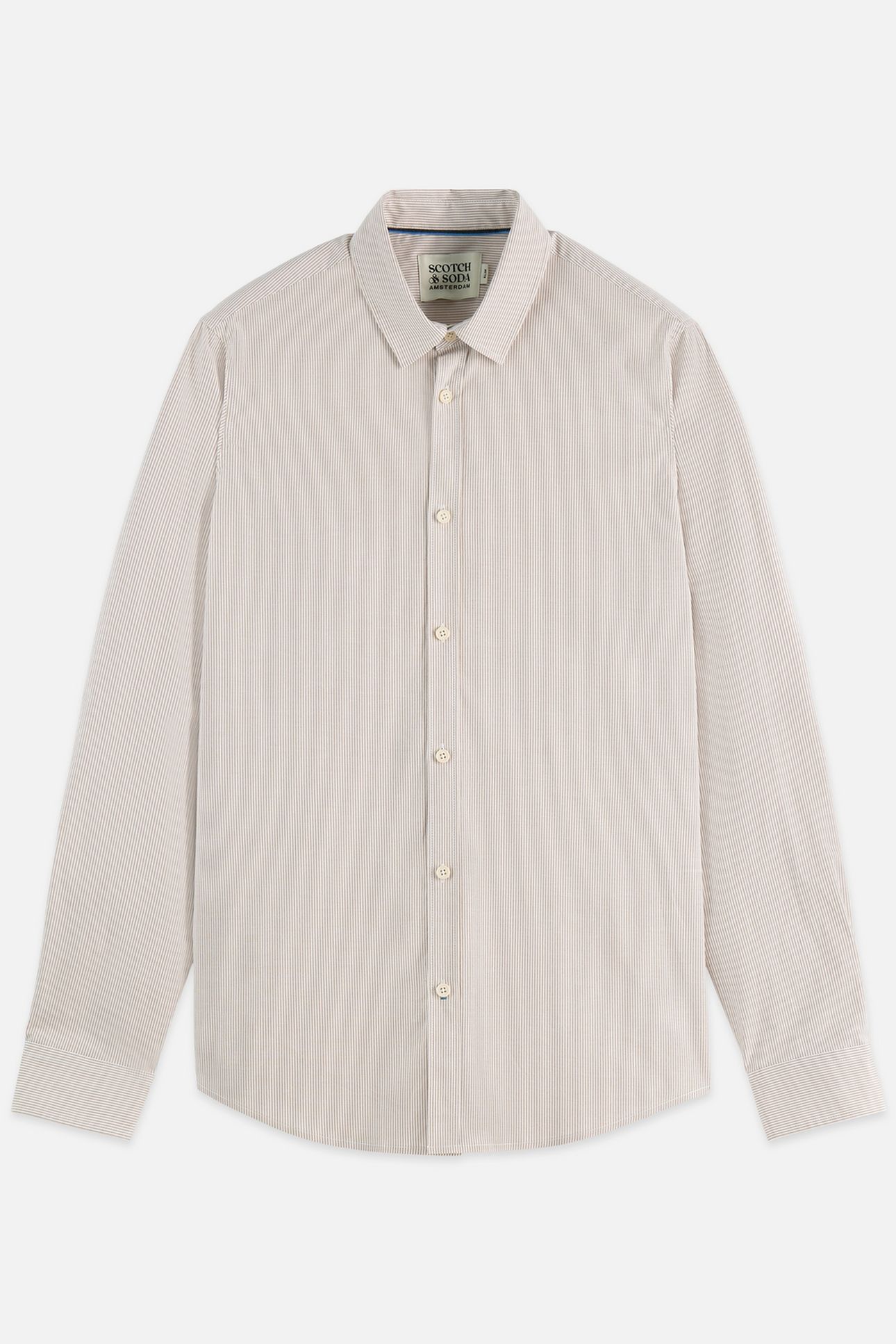 STRIPED SLIM-FIT POPLIN SHIRT MEDIUM BEIGE 1
