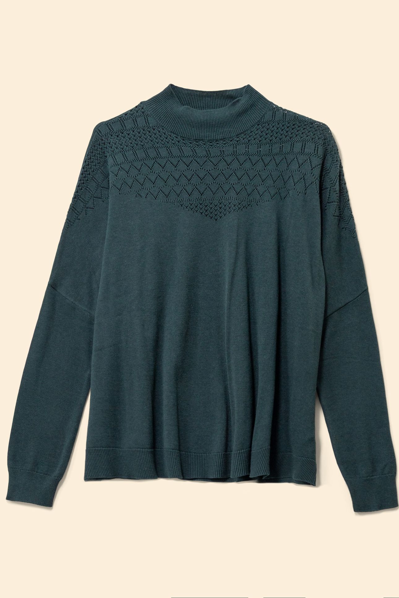 GREEN FINE OPENWORK STITCH KNIT CAPE SWEATER CECILE 4