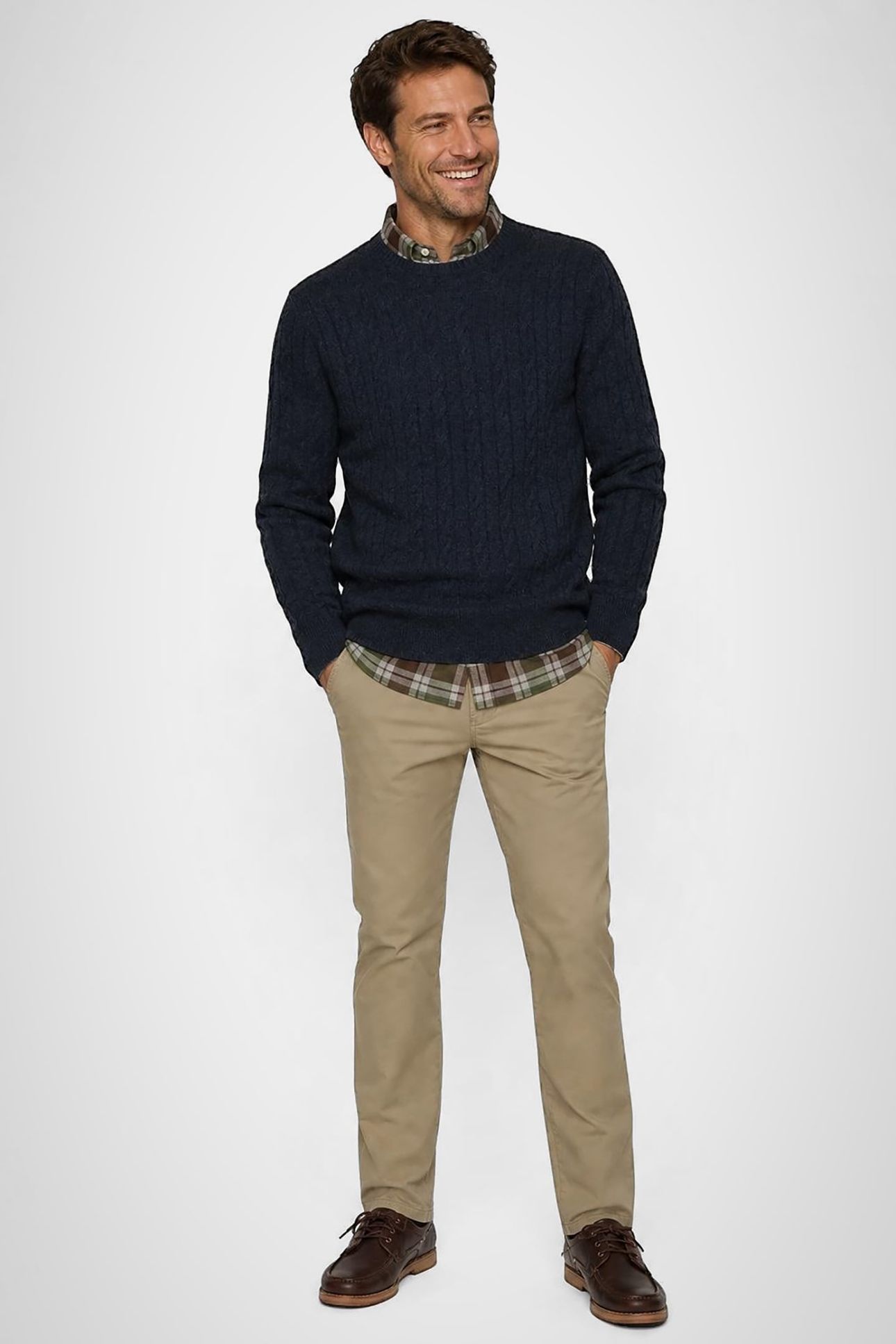 CABLE CREW NECK SWEATER NAVY 1