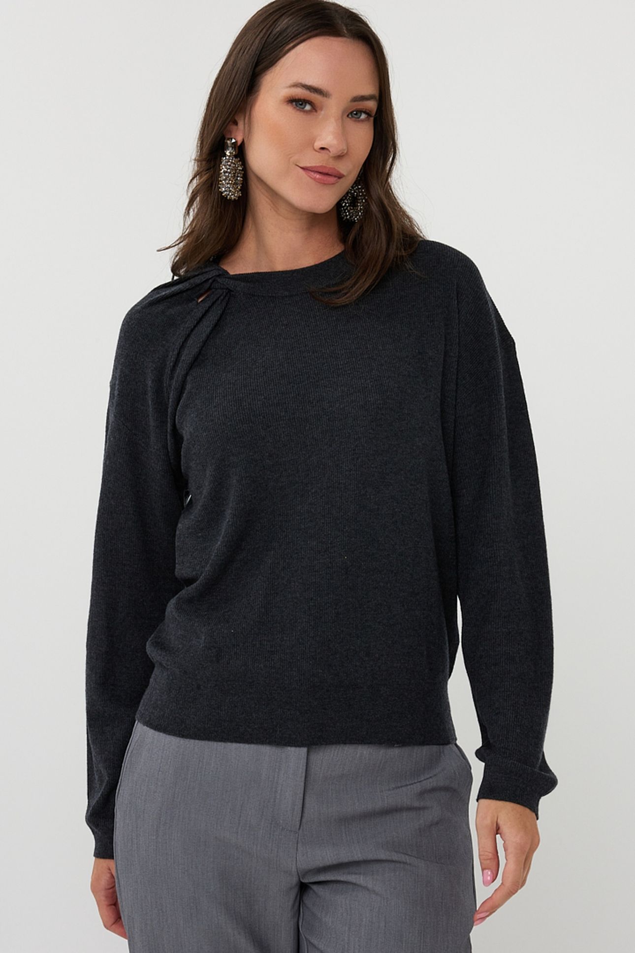 SWEATER L/SLVE TWIST ANTHRACITE 1