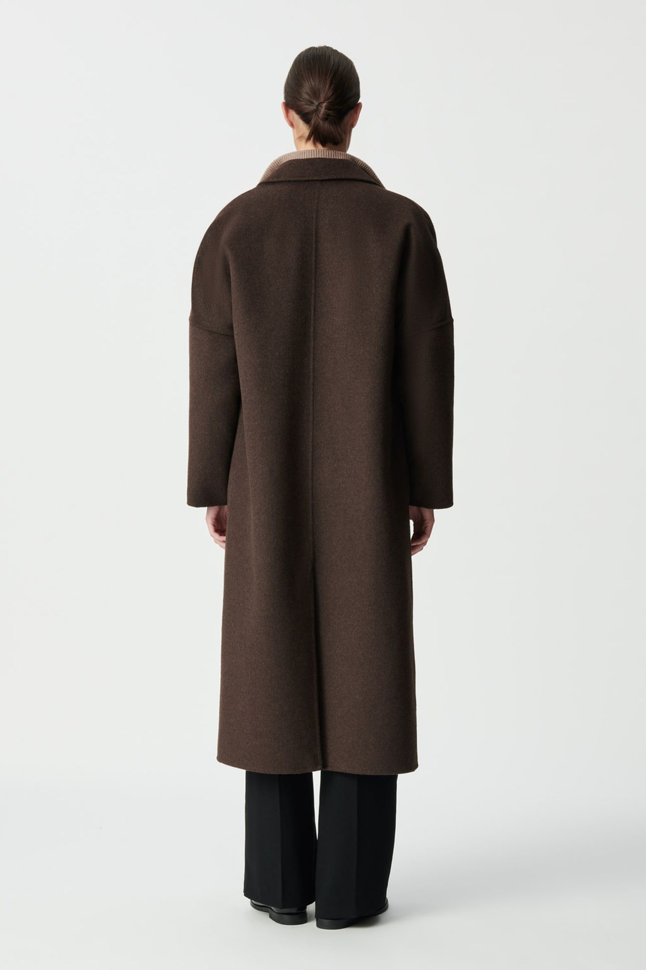 BROWN SUPPLE DOUBLE-BREASTED LONG COAT 2