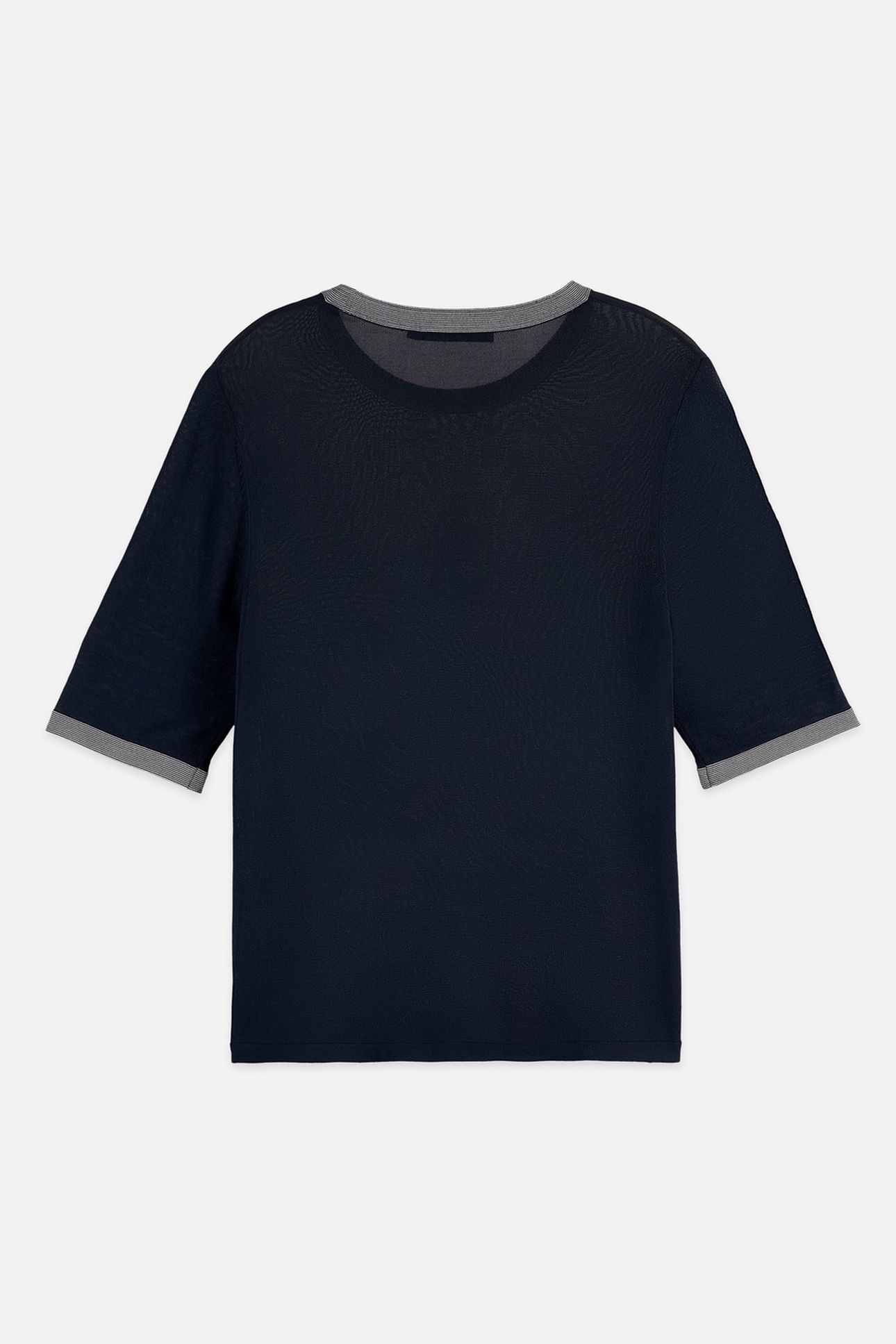 STRIPE TRIM SHORT SLEEVE PULLOVER CARBON 2