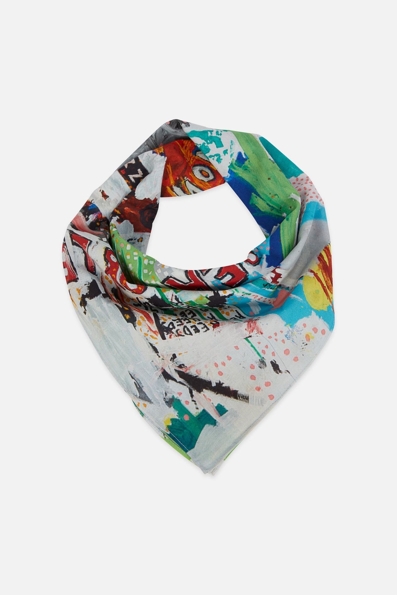 BASQUIAT PRINTED BANDANA WHITE/PASTEL 1