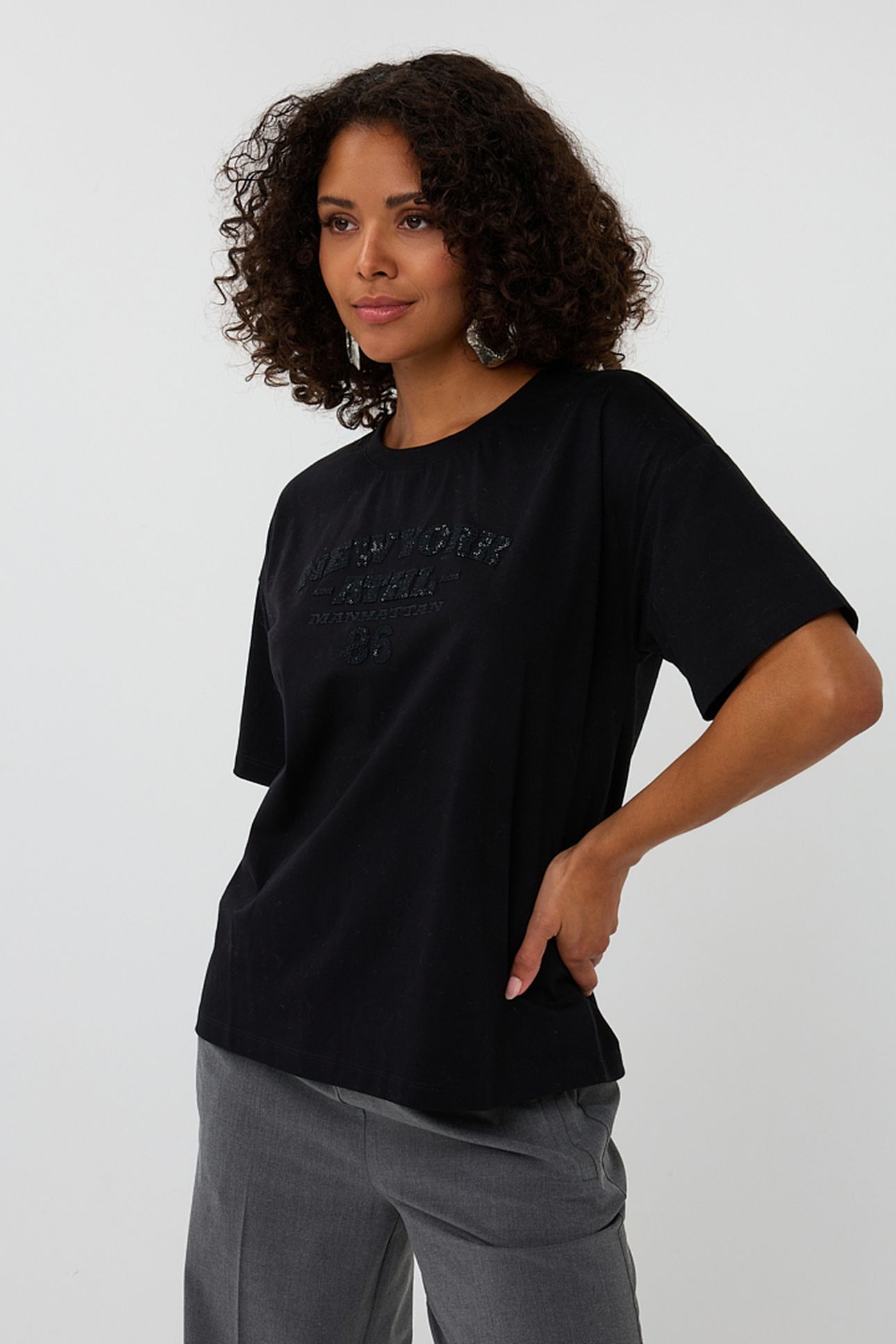 T-SHIRT WIDE "NEW YORK" BLACK 1