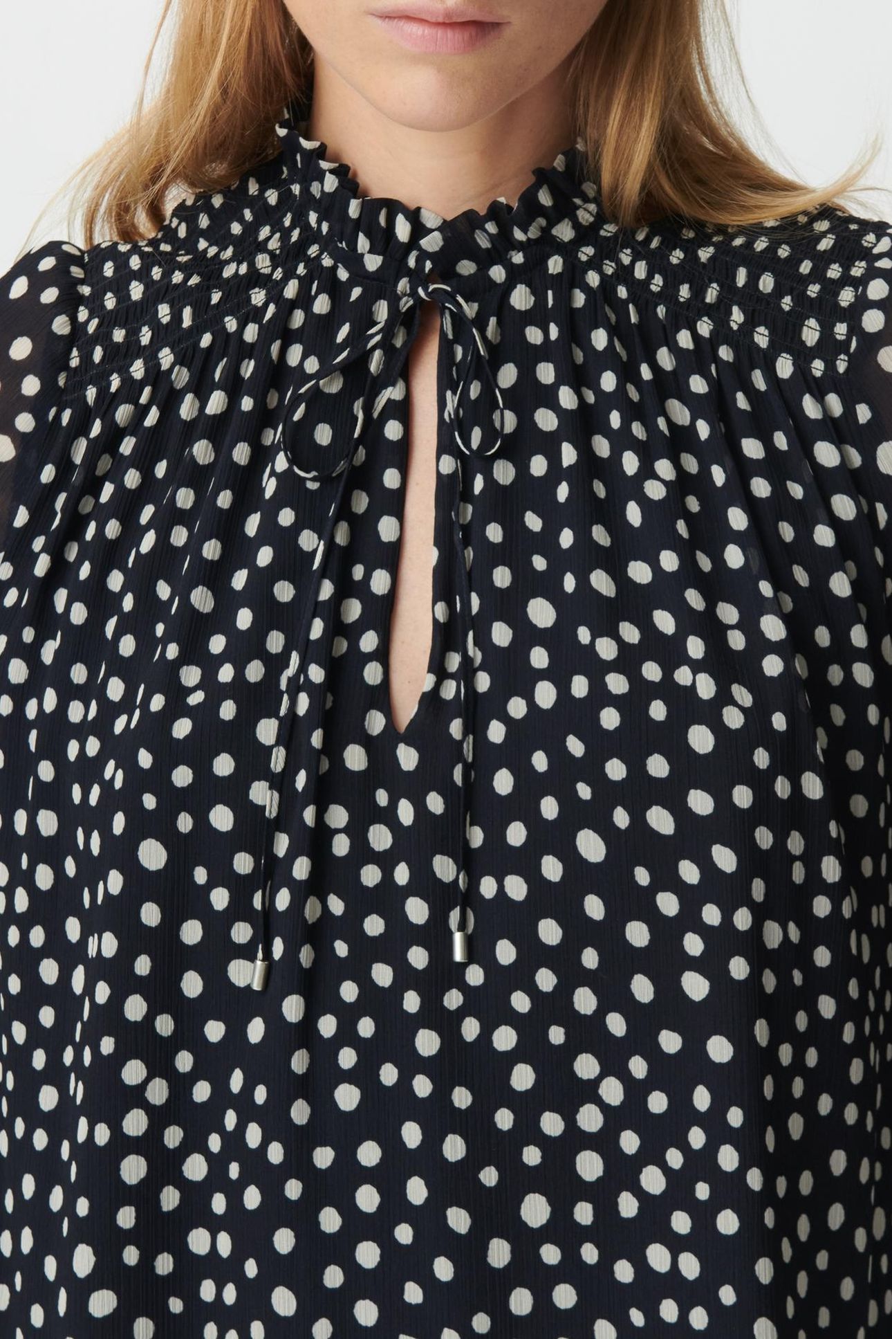 NAVY POLKA DOT PRINT SHORT DRESS 7