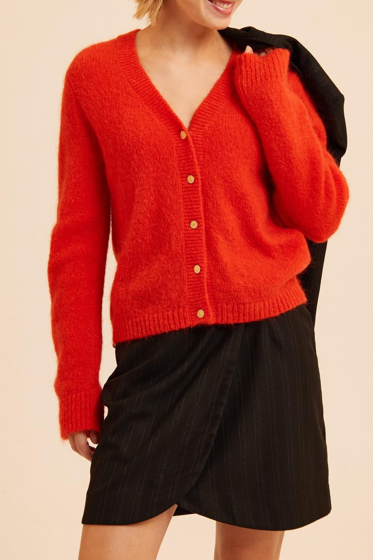 RED KNIT CARDIGAN CHARLOTTE 1