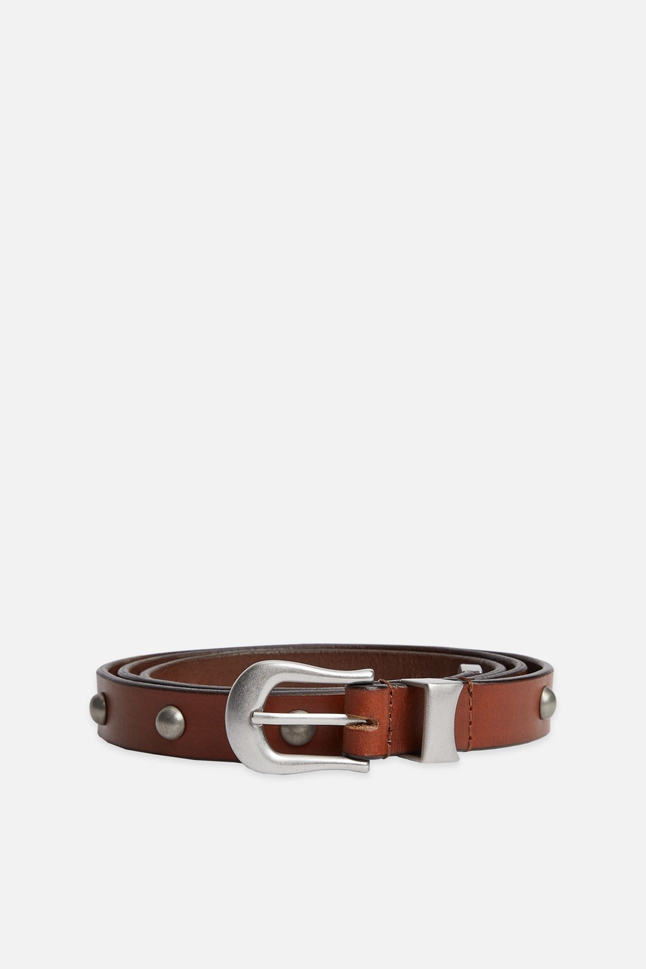 STUDDED LEATHER BELT COGNAC 1