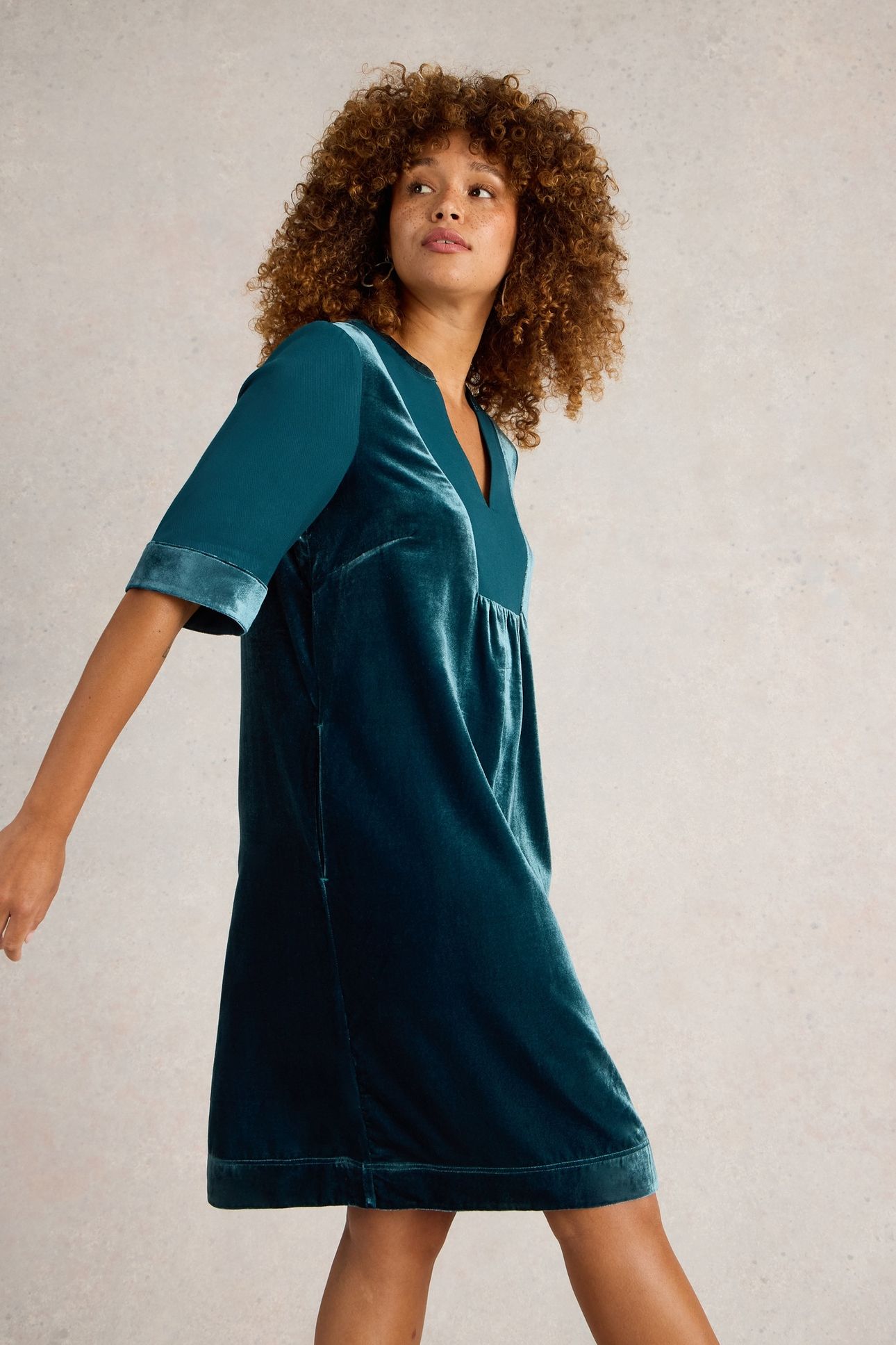 ASH VELVET MIX DRESS DK TEAL 3