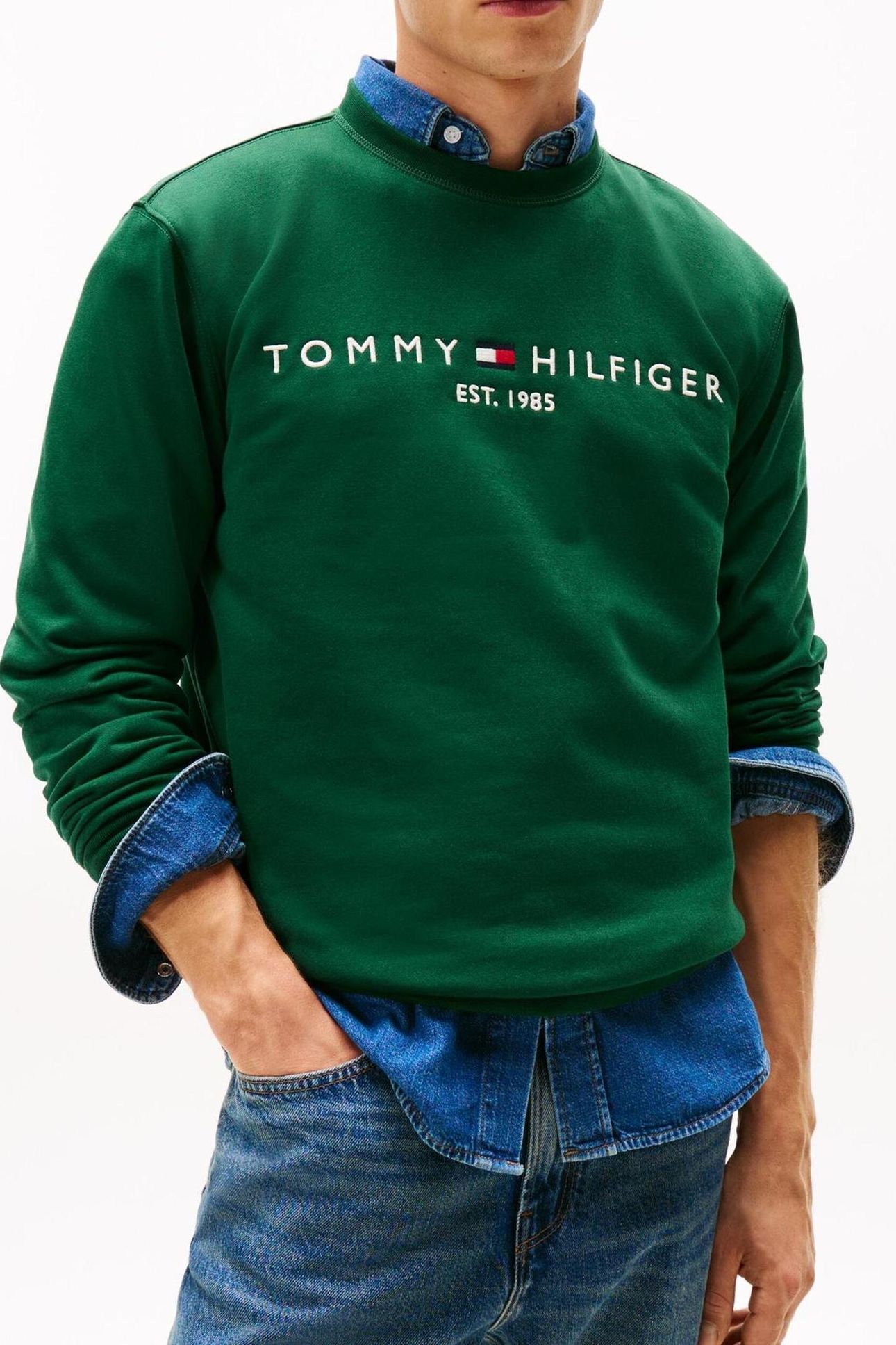 TOMMY LOGO SWEATSHIRT ORNAMENTAL GREEN 1