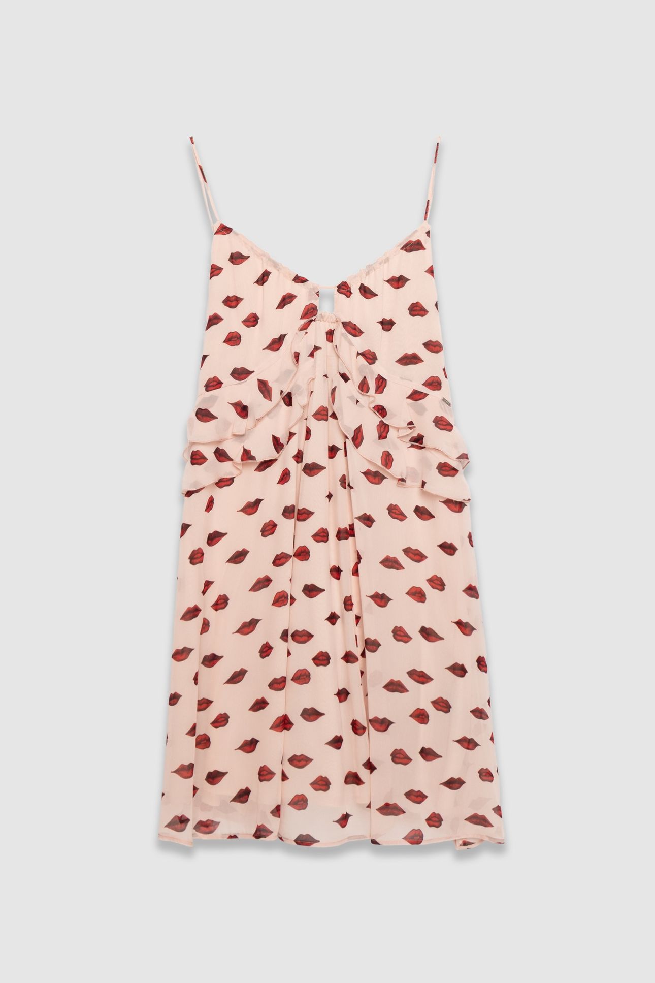 PINK VOILE STRAPPY DRESS WITH MOUTH PRINT 4