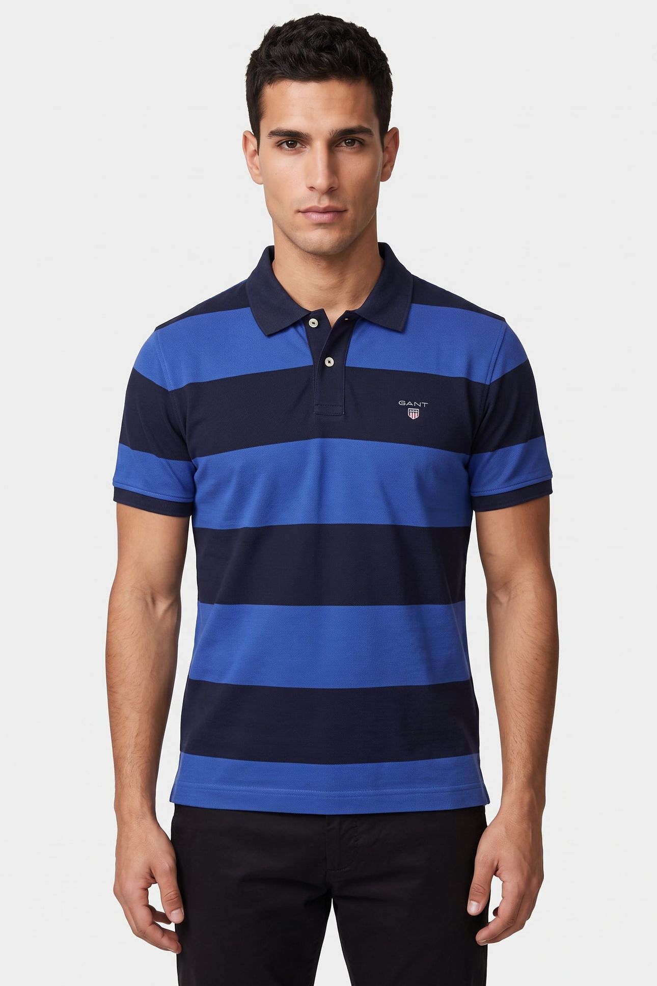 BLOCK STRIPE POLO ROYAL BLUE 1