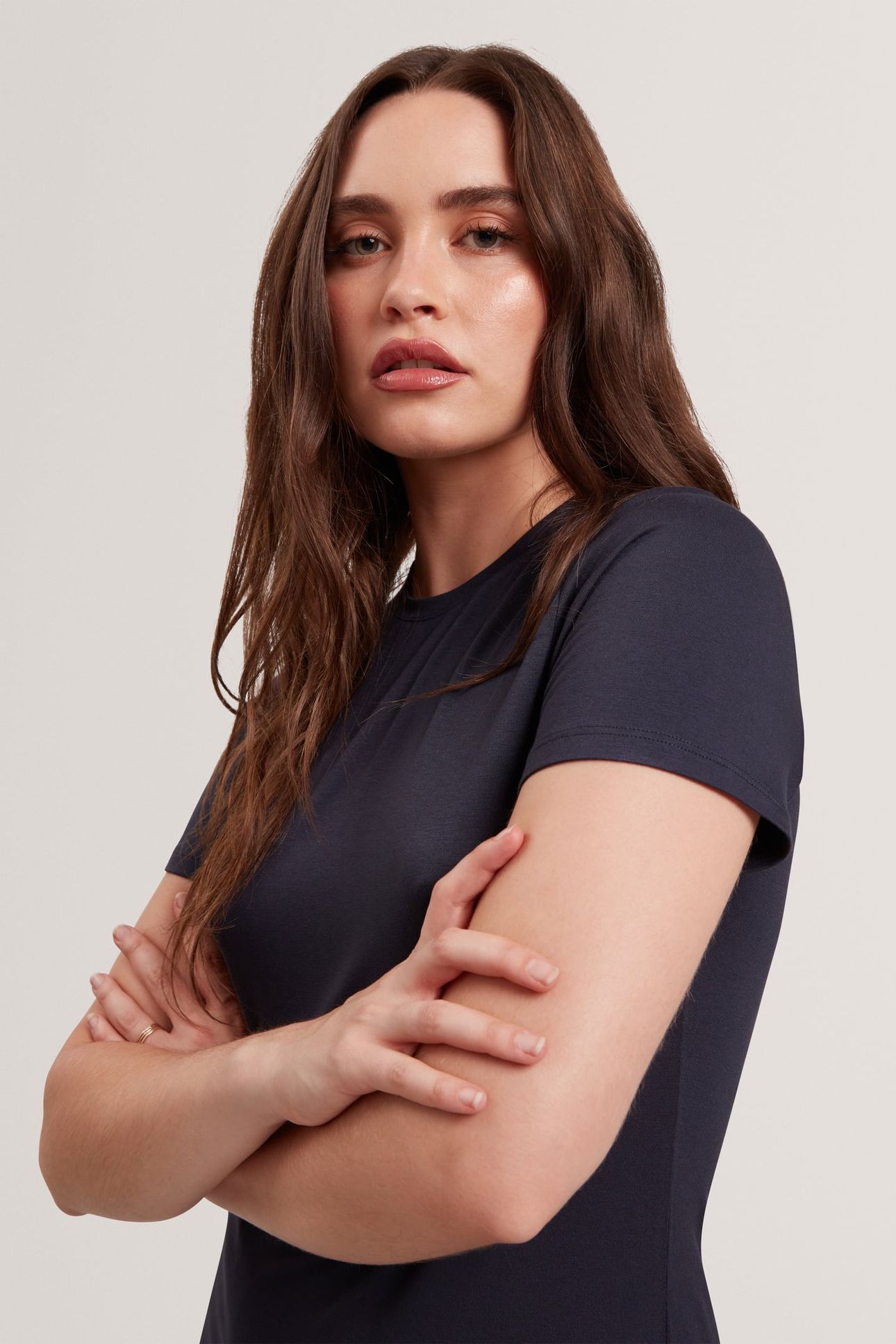PRINTED FITTED TEE NAVY 5