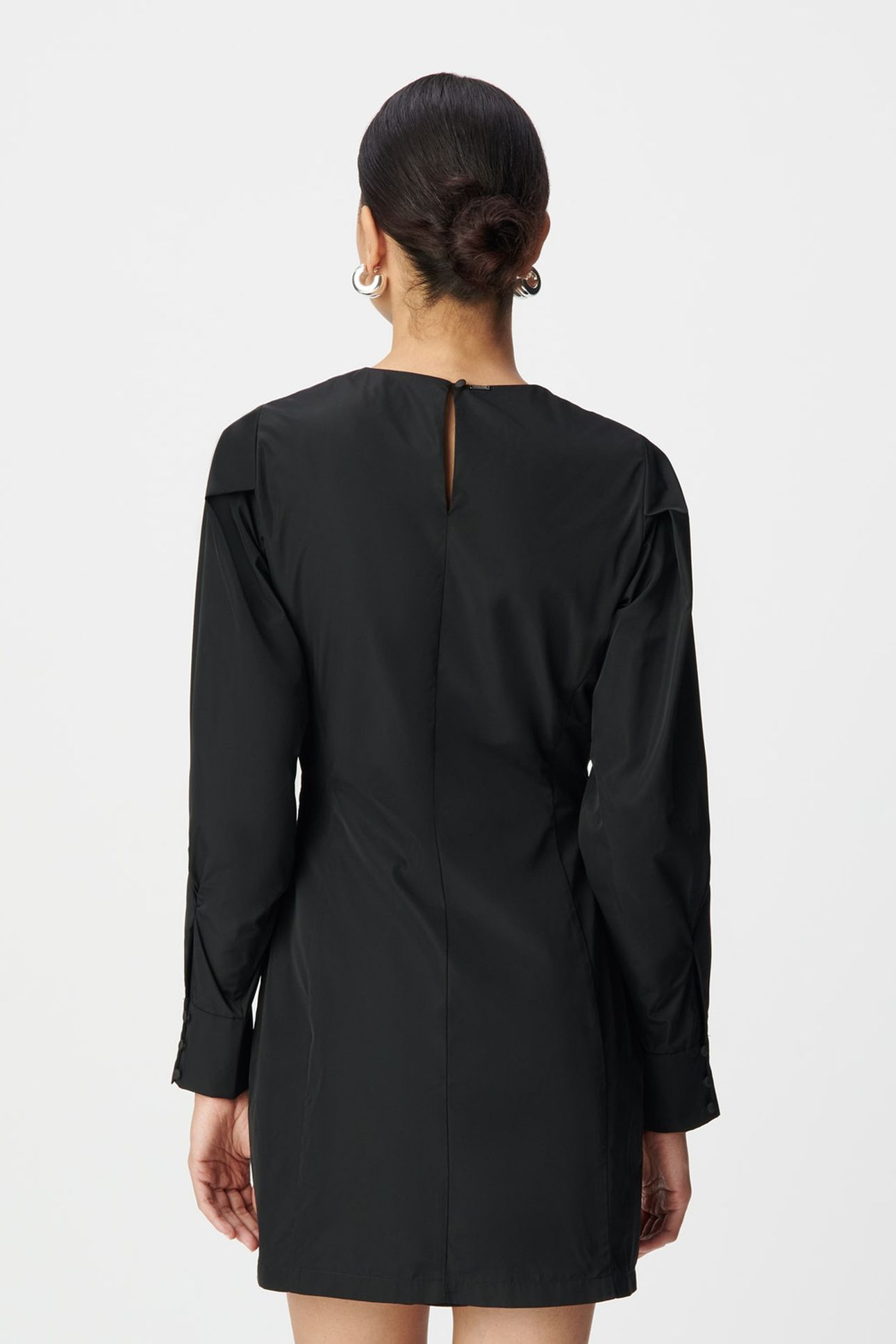 BLACK SATIN TAFFETA SHORT DRESS 2