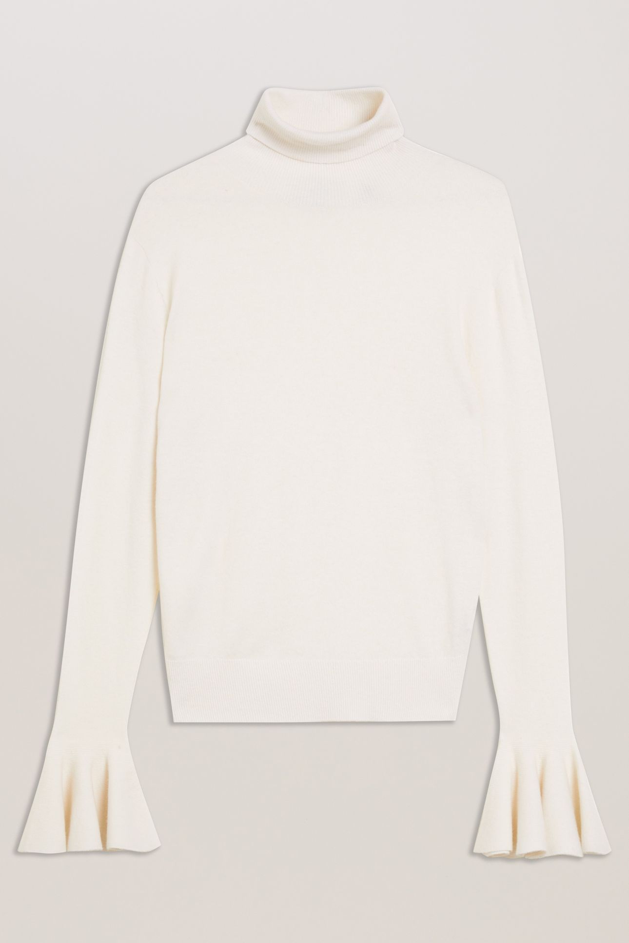 TAMSENN ROLL NECK FLUTED SLEEVE SWEATER IVORY 4
