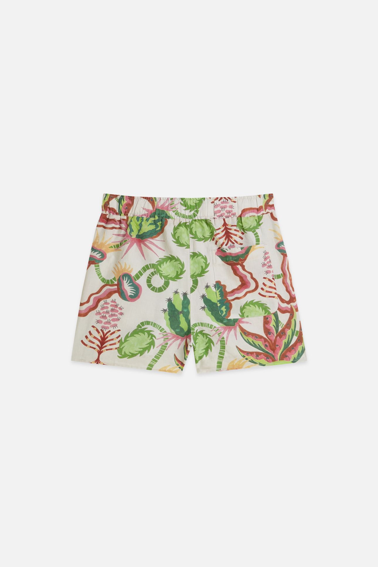 COTTON-LINEN ELASTIC WAIST SHORTS DESERT FLORAL CANYON CLAY 5