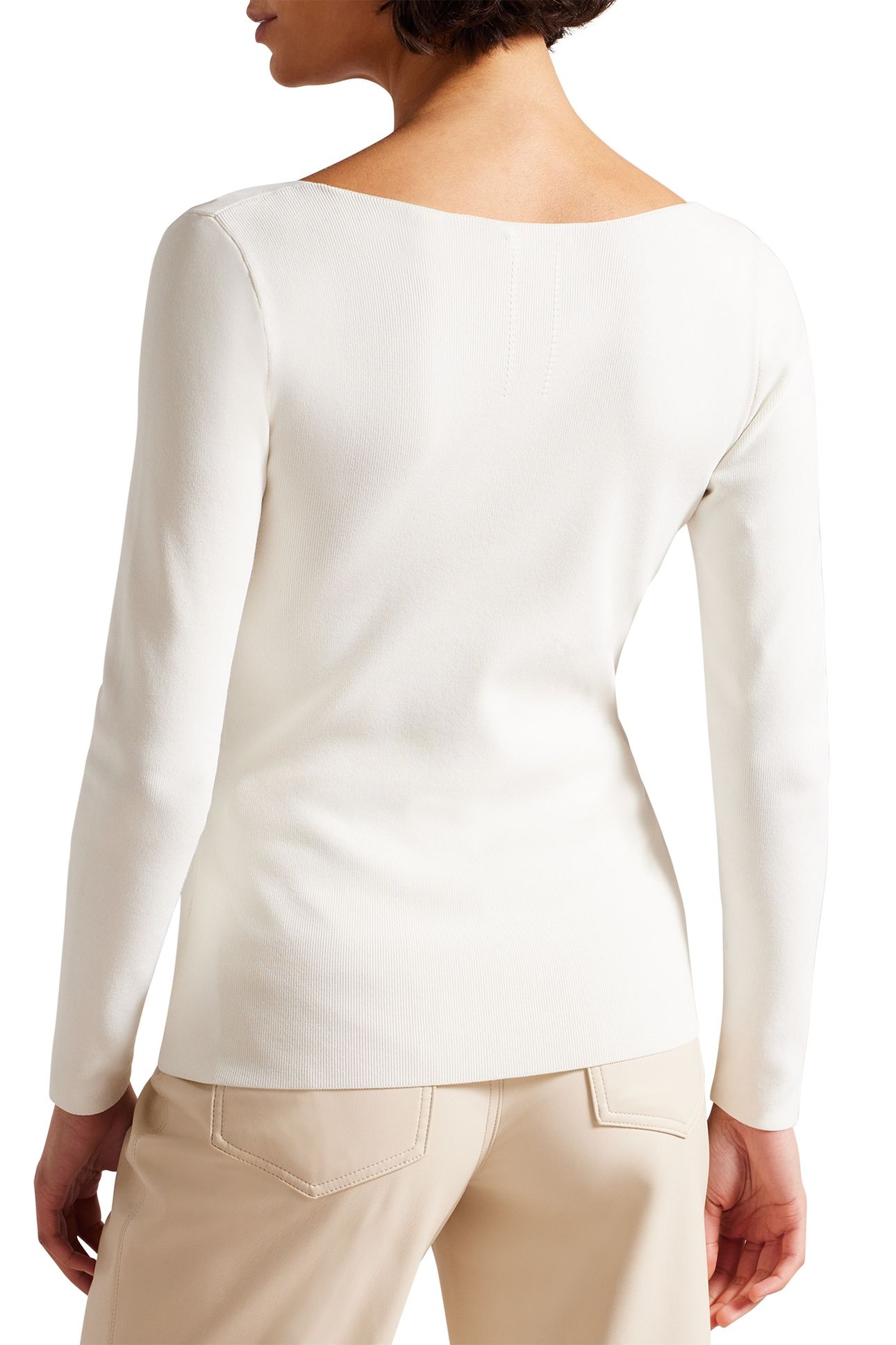 CILESTE V NECK SLIM FIT KNIT TOP IVORY 2