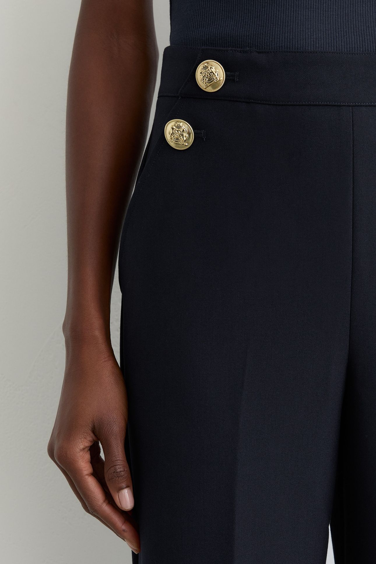 BUTTON DETAIL WIDE LEG TROUSER NAVY 7